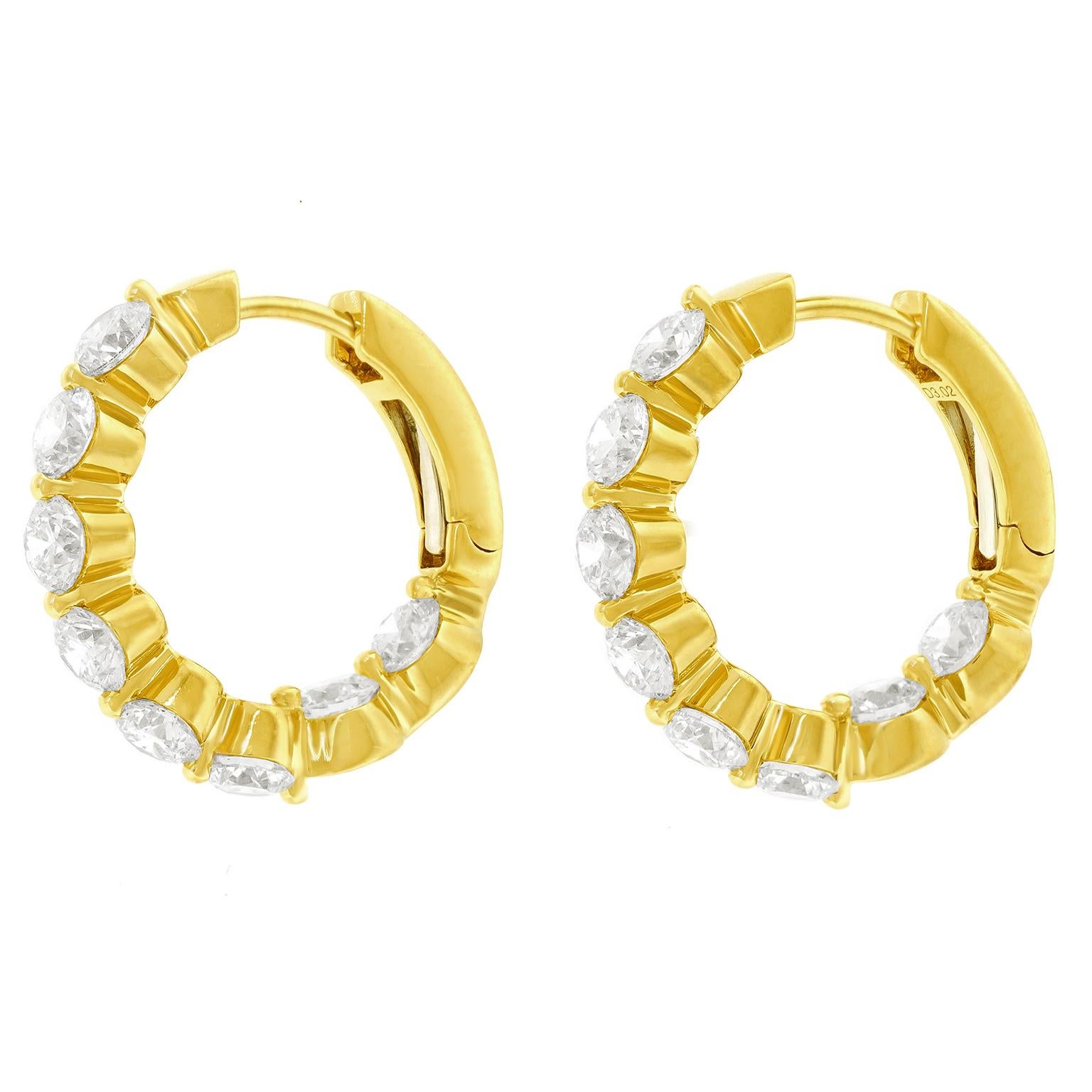 Round Cut Spectacular Diamond Hoops For Sale