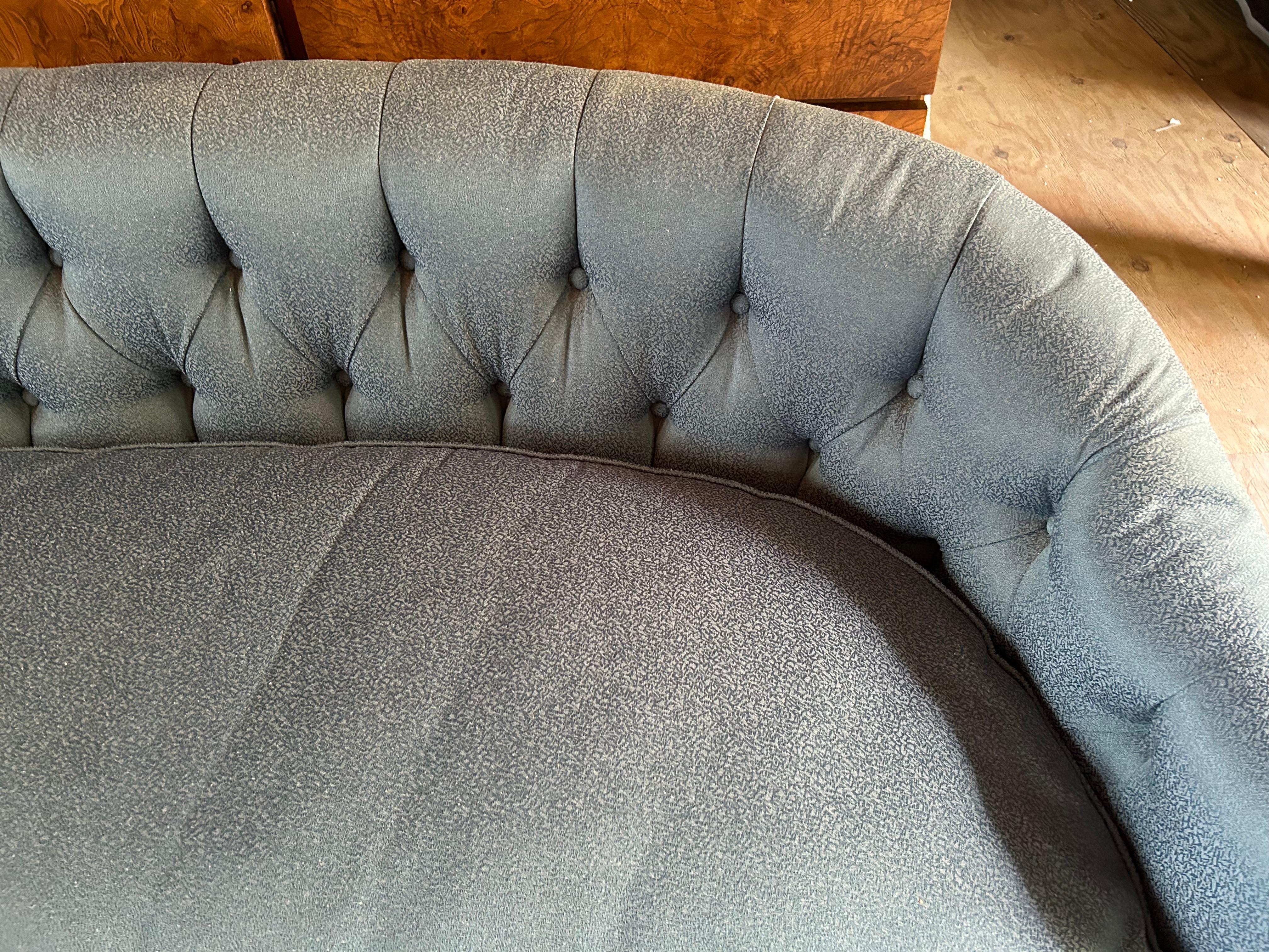 Spectacular Dorothy Draper style Curved Tufted Sofa Hollywood Regency For Sale 4