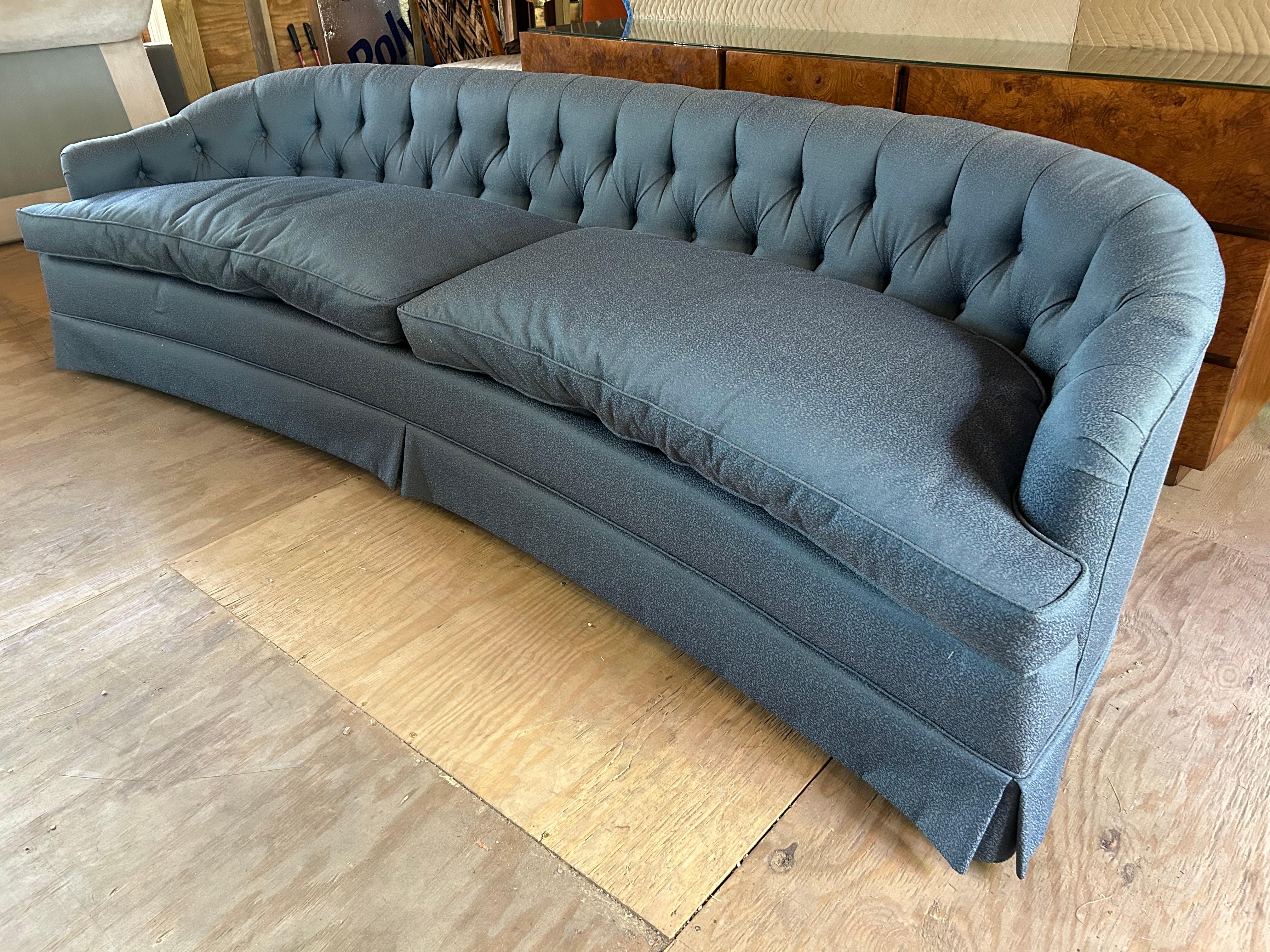 North American Spectacular Dorothy Draper style Curved Tufted Sofa Hollywood Regency For Sale
