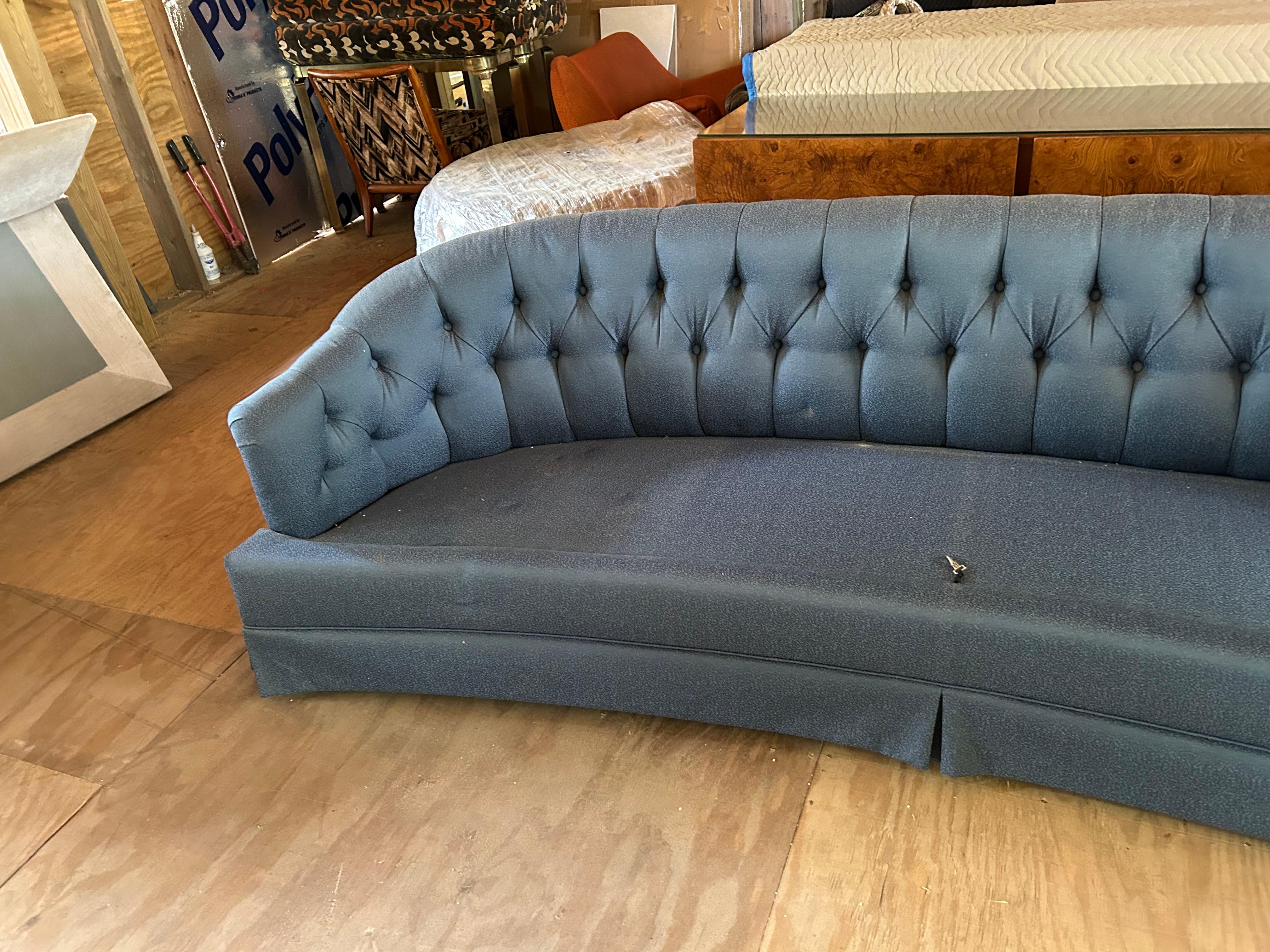 Mid-20th Century Spectacular Dorothy Draper style Curved Tufted Sofa Hollywood Regency For Sale