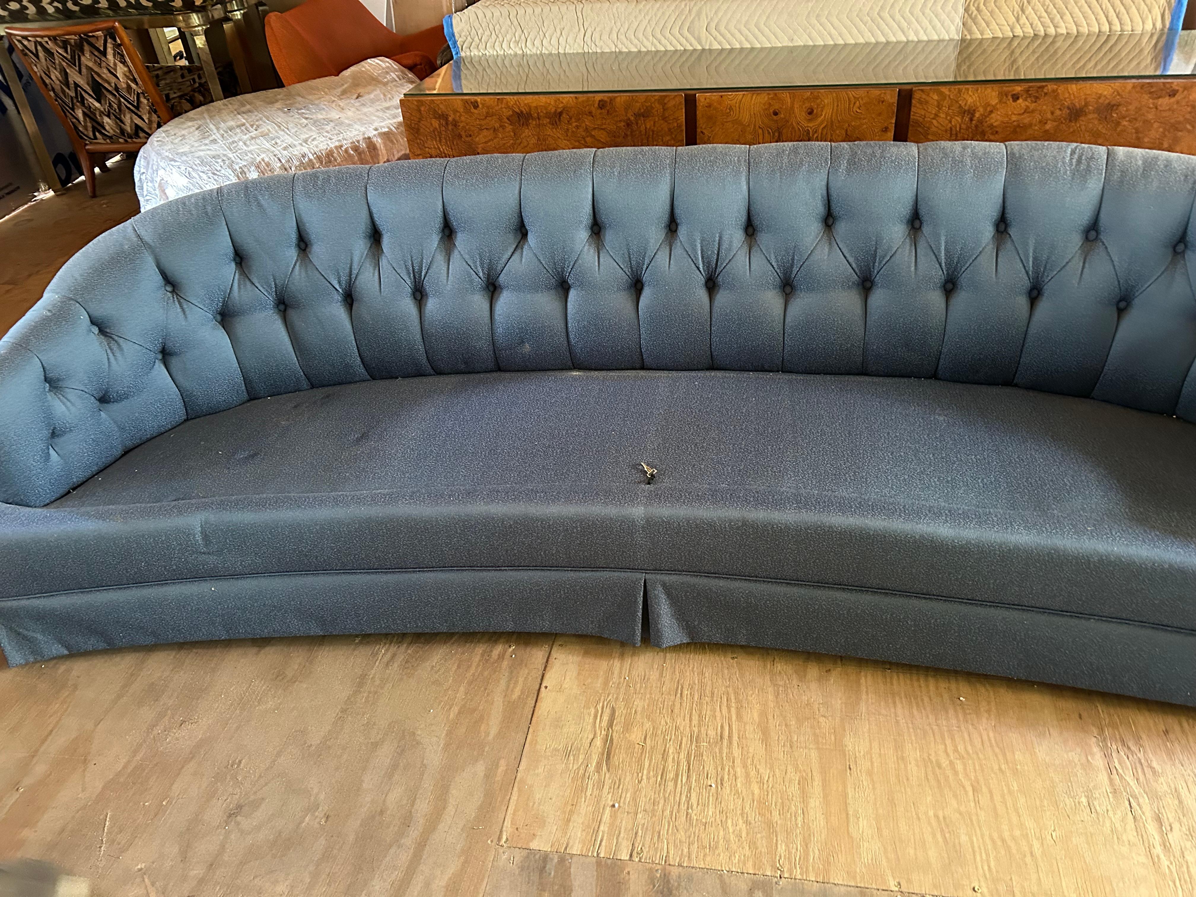 Upholstery Spectacular Dorothy Draper style Curved Tufted Sofa Hollywood Regency For Sale