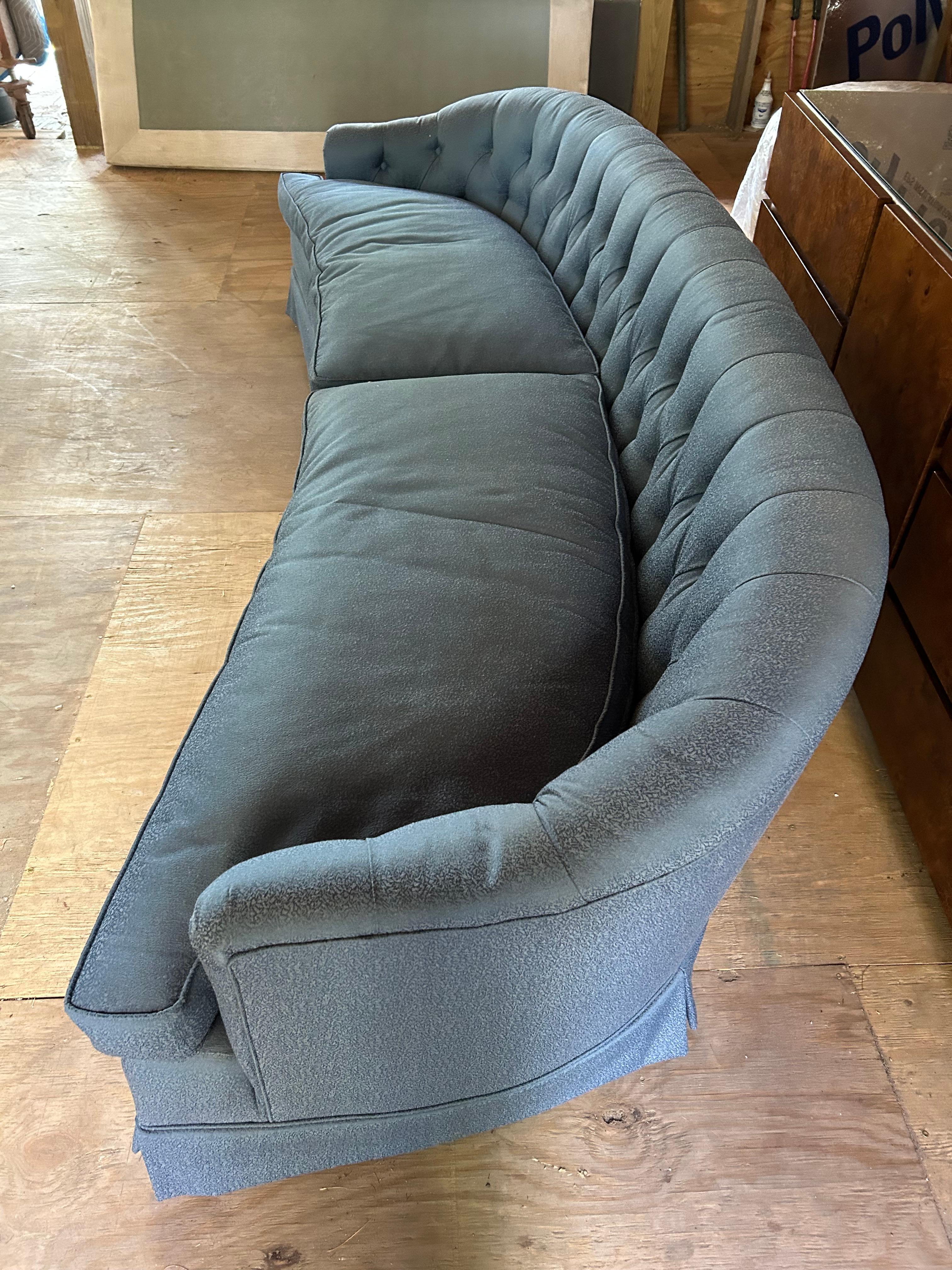 Spectacular Dorothy Draper style Curved Tufted Sofa Hollywood Regency For Sale 2