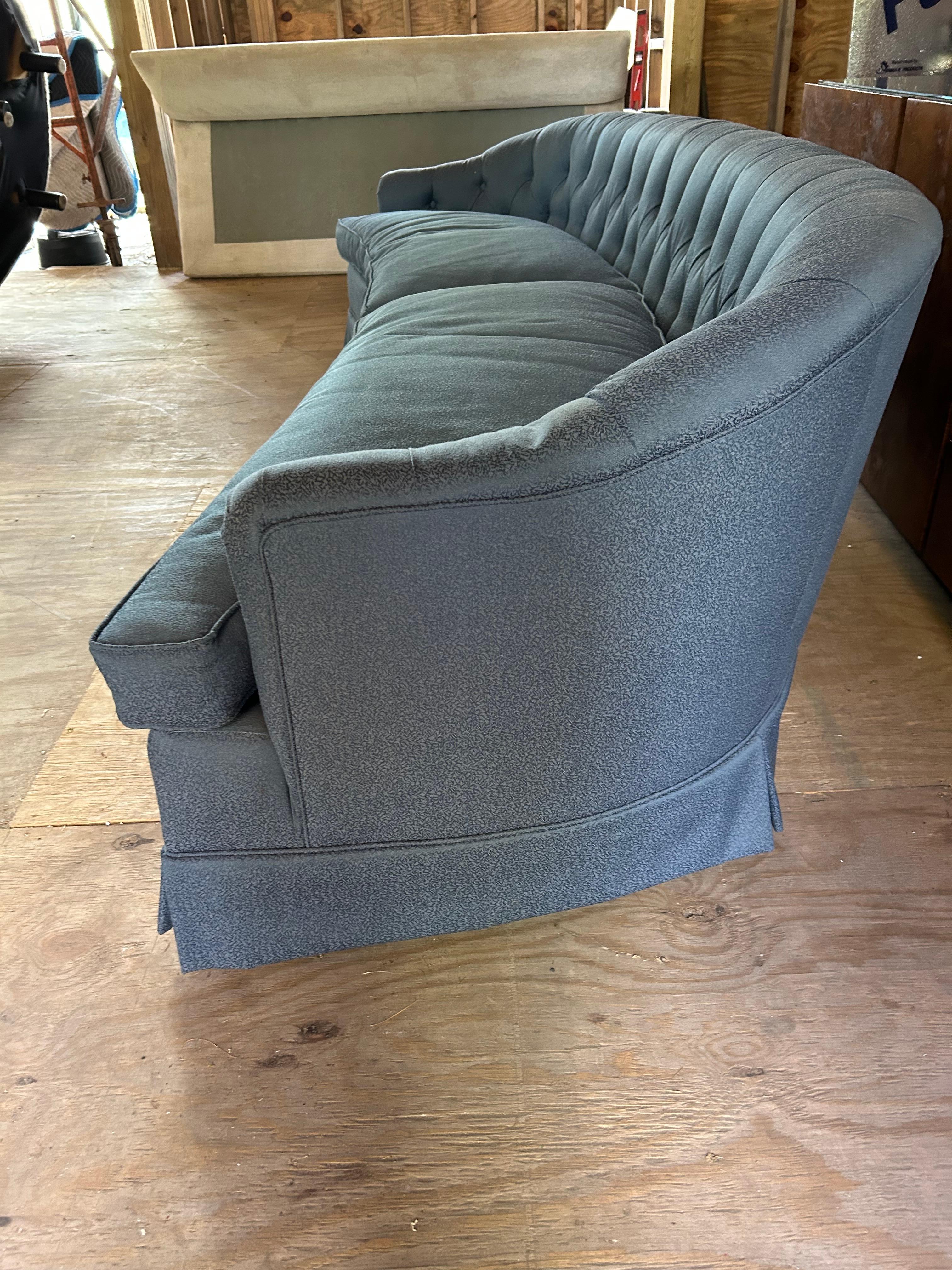 Spectacular Dorothy Draper style Curved Tufted Sofa Hollywood Regency For Sale 3