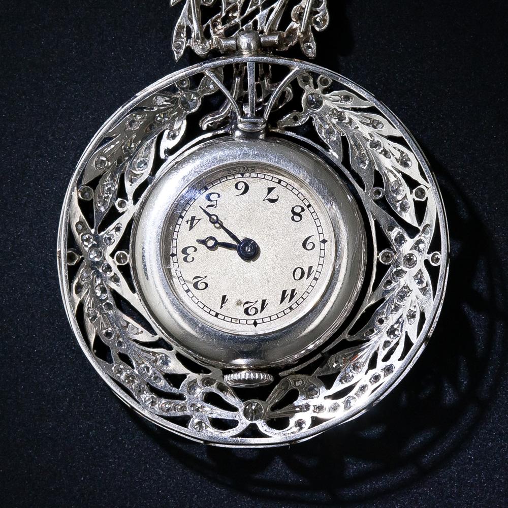 Spectacular Edwardian Necklace with Pendant Watch In Excellent Condition For Sale In San Francisco, CA