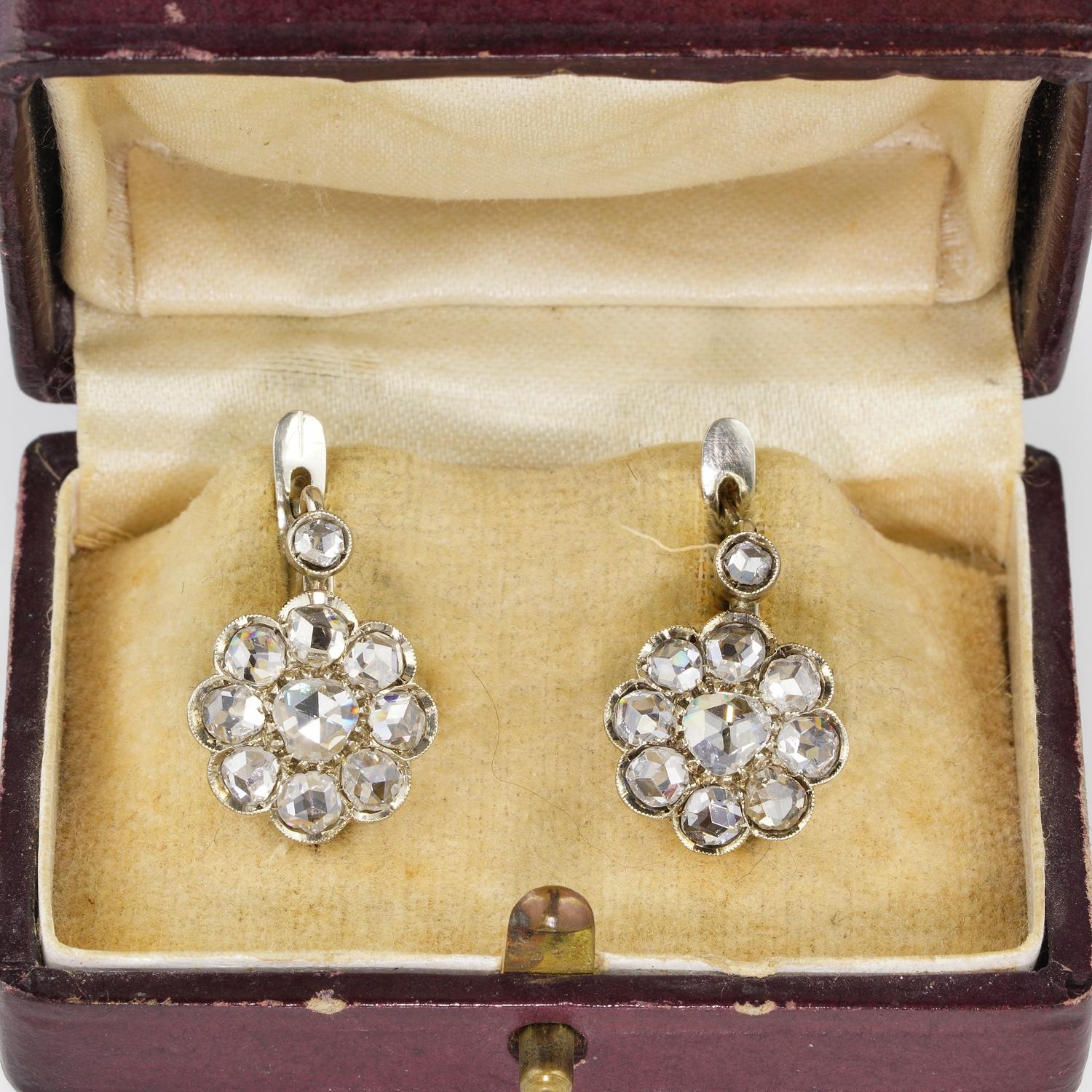 Be in the Edwardian Era!

Spectacular pair of Diamond drop earrings set in 12 KT white gold, they date 1915 ca
Gorgeous size with pretty swing given by the drop made design in vogue at the time
They sparkle and attract the attention for the tasteful