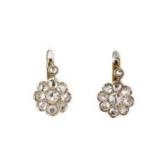 Spectacular Edwardian Rose Cut Diamond Rare Drop Earrings