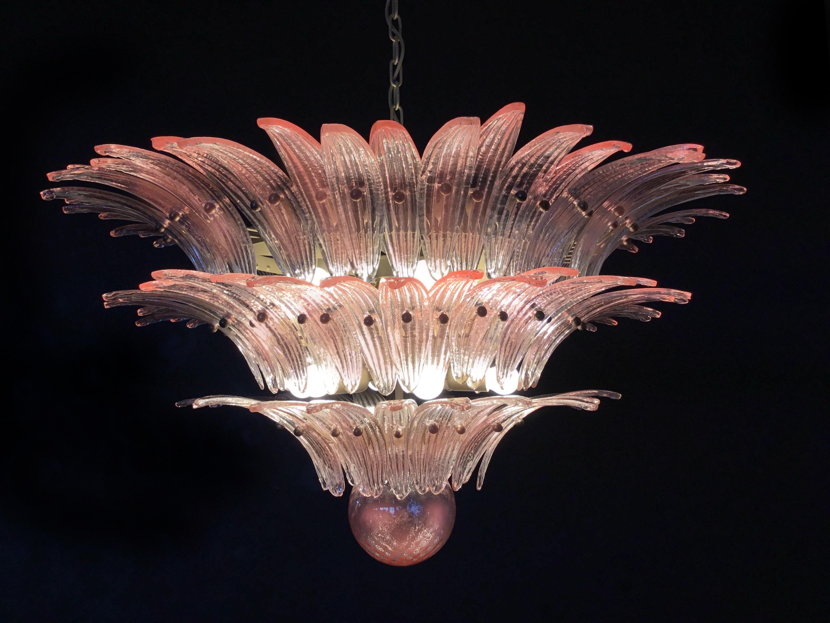 Spectacular Elegant Pink Glass Chandeliers, Murano For Sale 6