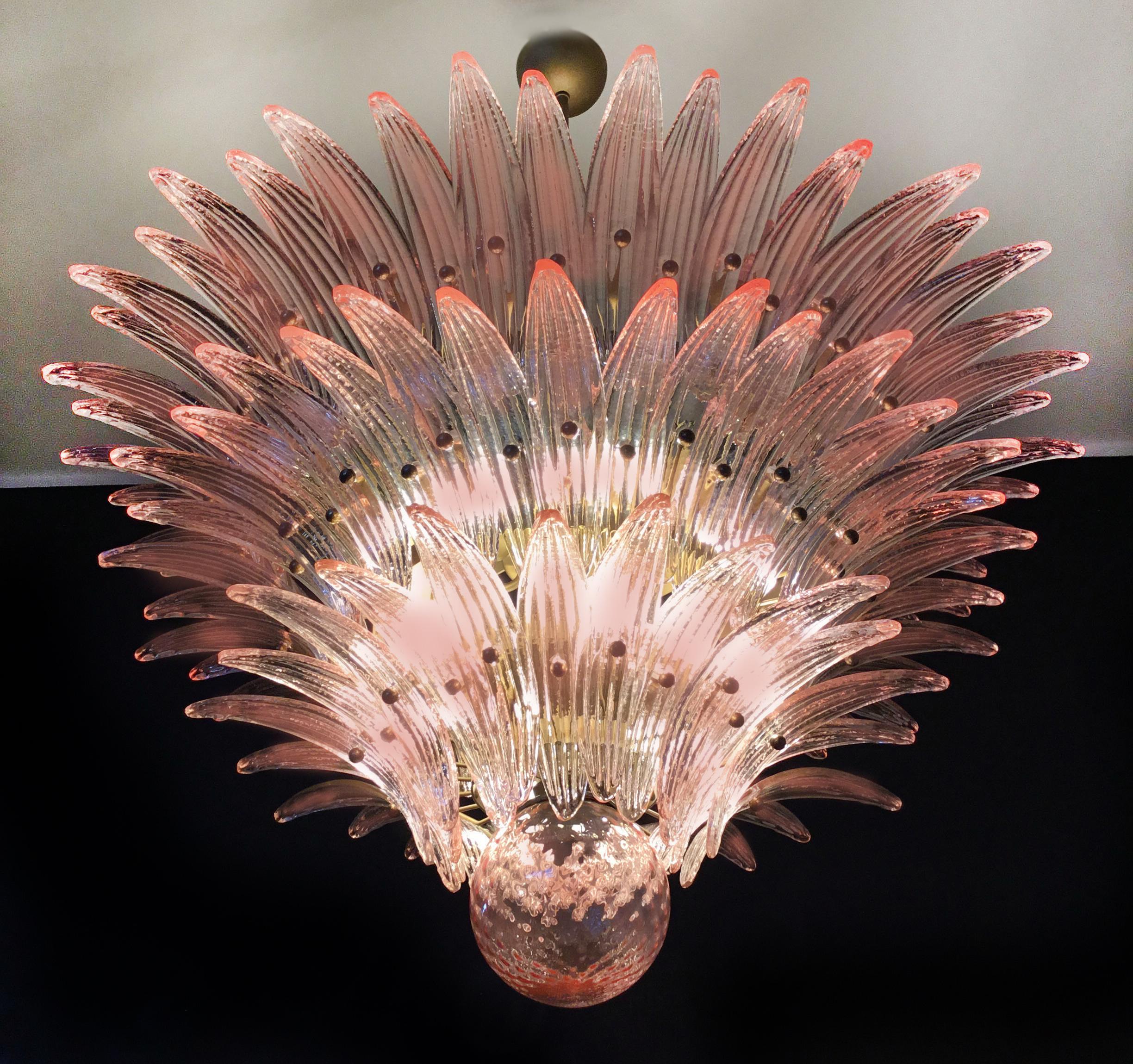 Spectacular Elegant Pink Glass Chandeliers, Murano For Sale 7