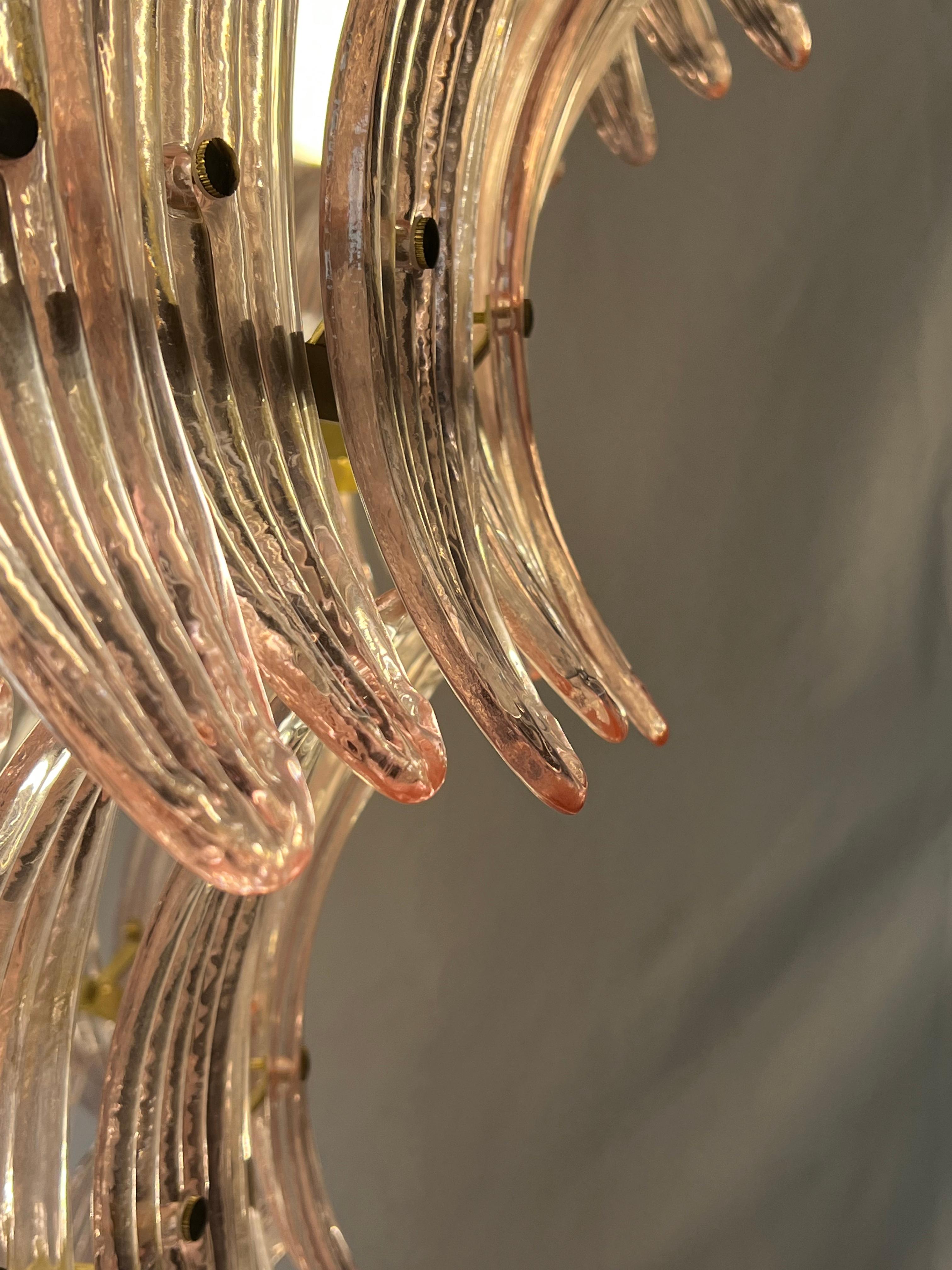 Spectacular Elegant Pink Glass Chandeliers, Murano For Sale 3