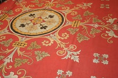 Spectacular English Pompeian Red Needlepoint Wool Rug