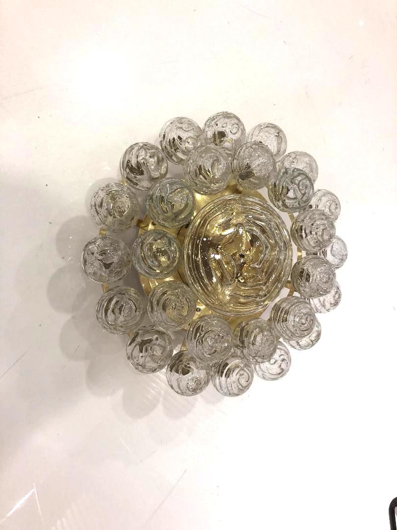 Brass Spectacular Extra Large Murano Glass Ball Ceiling / Flush Mount Fixture by Doria For Sale