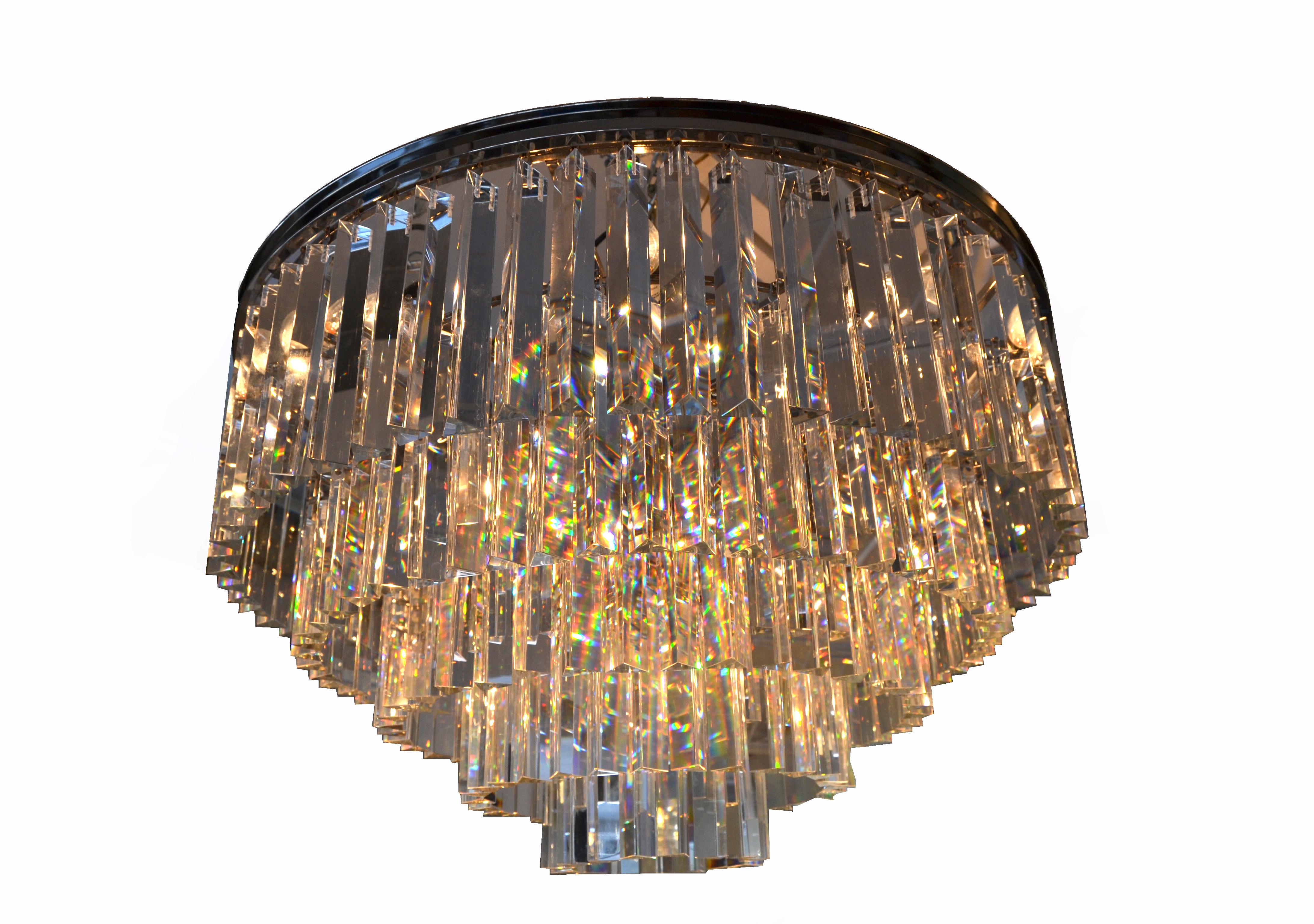 Spectacular Five-Tier Chrome & Mirrored Crystal Chandelier For Sale 1