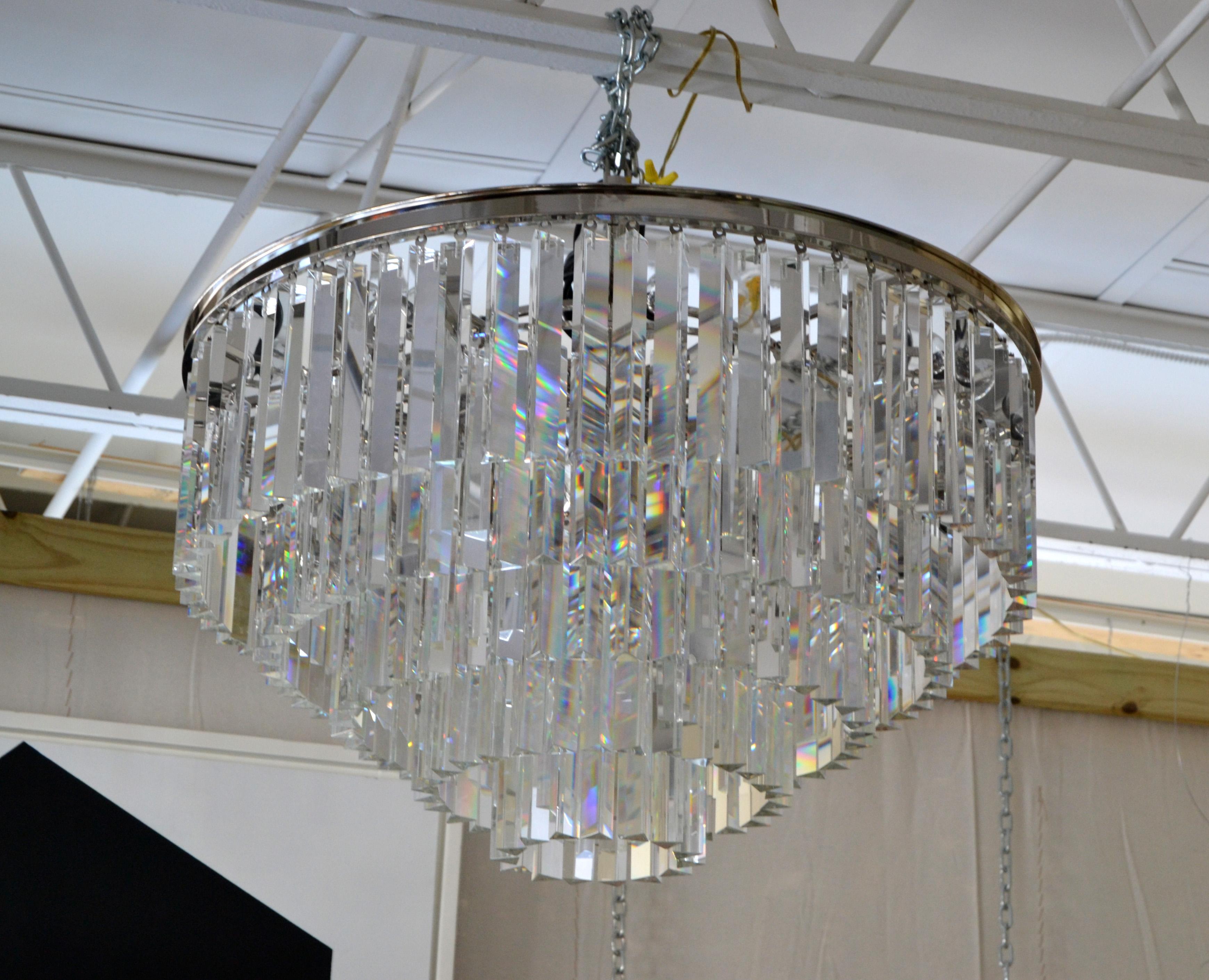 Spectacular Five-Tier Chrome & Mirrored Crystal Chandelier For Sale 4
