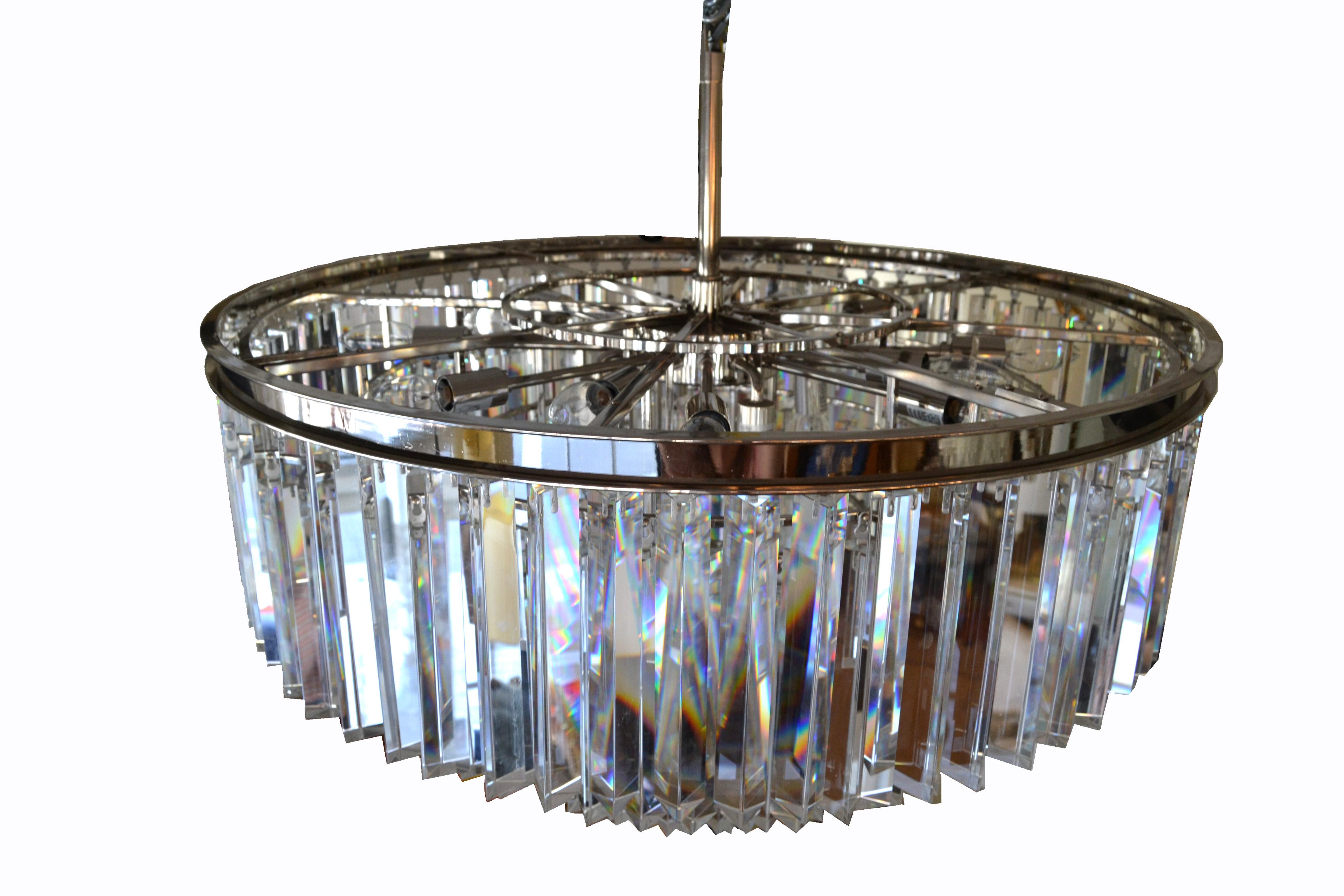 American Spectacular Five-Tier Chrome & Mirrored Crystal Chandelier For Sale