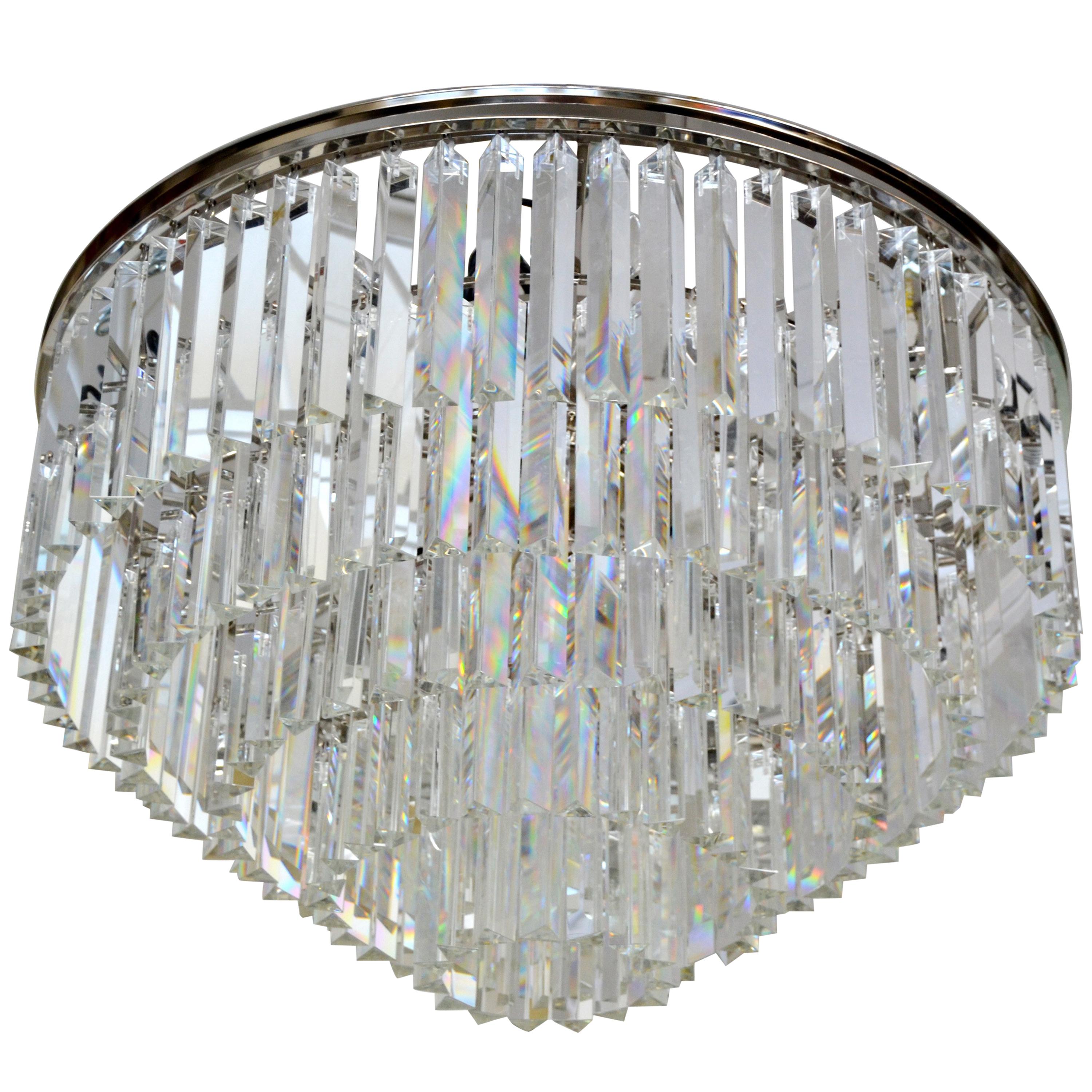 Spectacular Five-Tier Chrome & Mirrored Crystal Chandelier