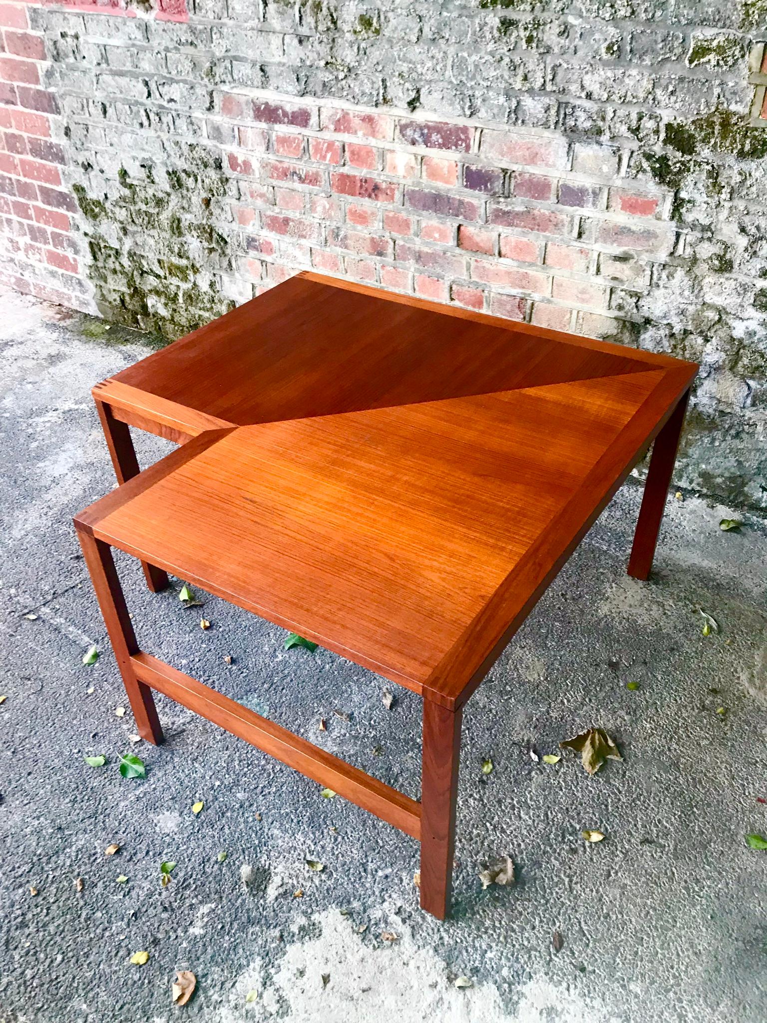 Teak Spectacular France And Son Danish L-shaped Coffee Table Mid Century For Sale