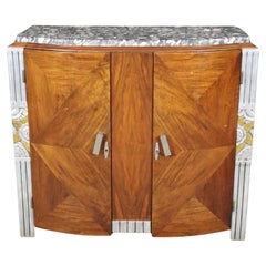 Spectaculaire buffet de service Art déco français des années 1930 en acajou et dessus en marbre