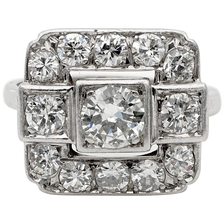 Spectacular French 2.05 Carat Diamond Platinum Engagement Ring