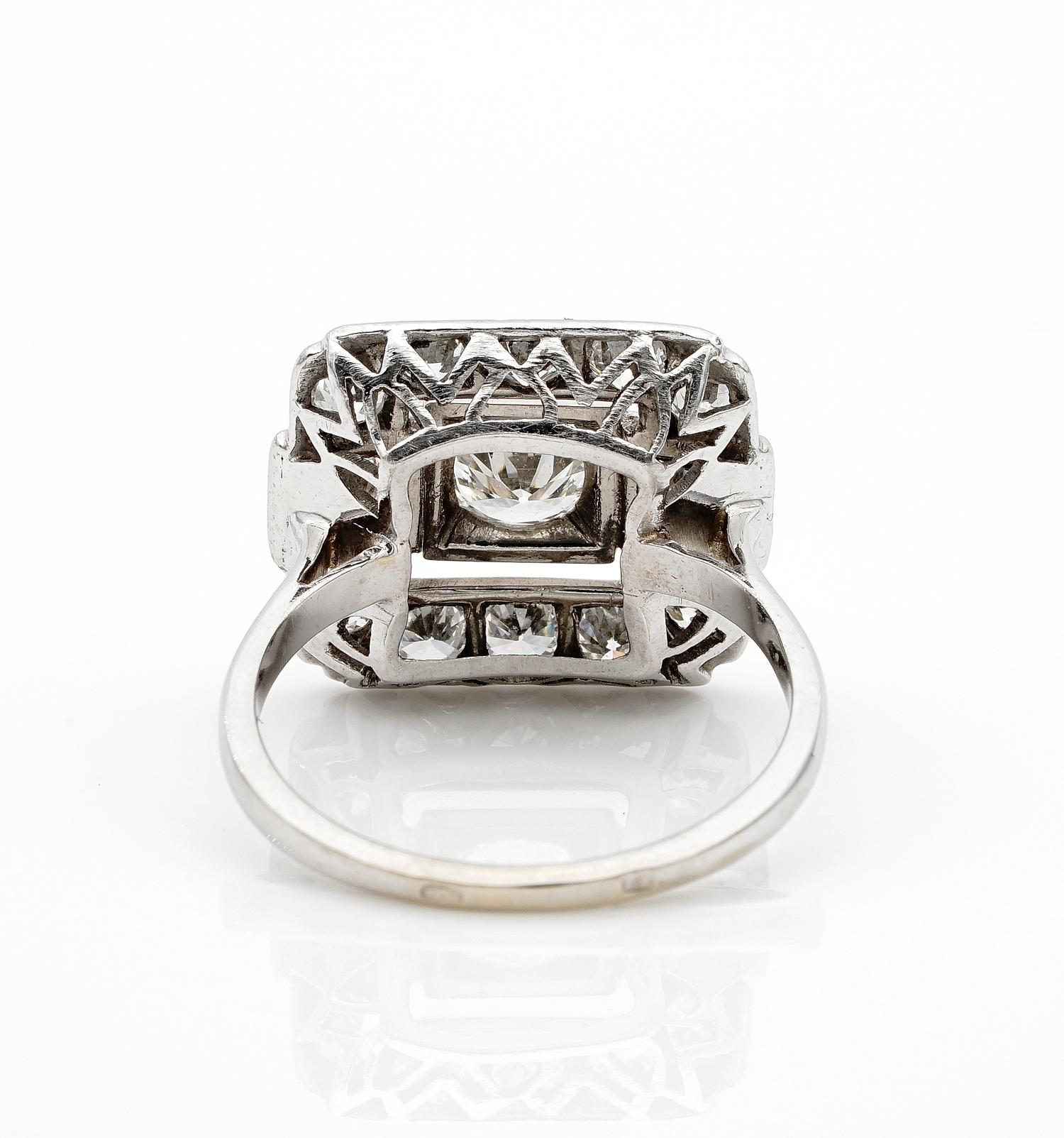 Spectacular French 2.05 Carat Diamond Platinum Engagement Ring 3