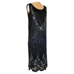 Antique Spectacular French Art Deco Beaded 'Flapper' Evening Dress