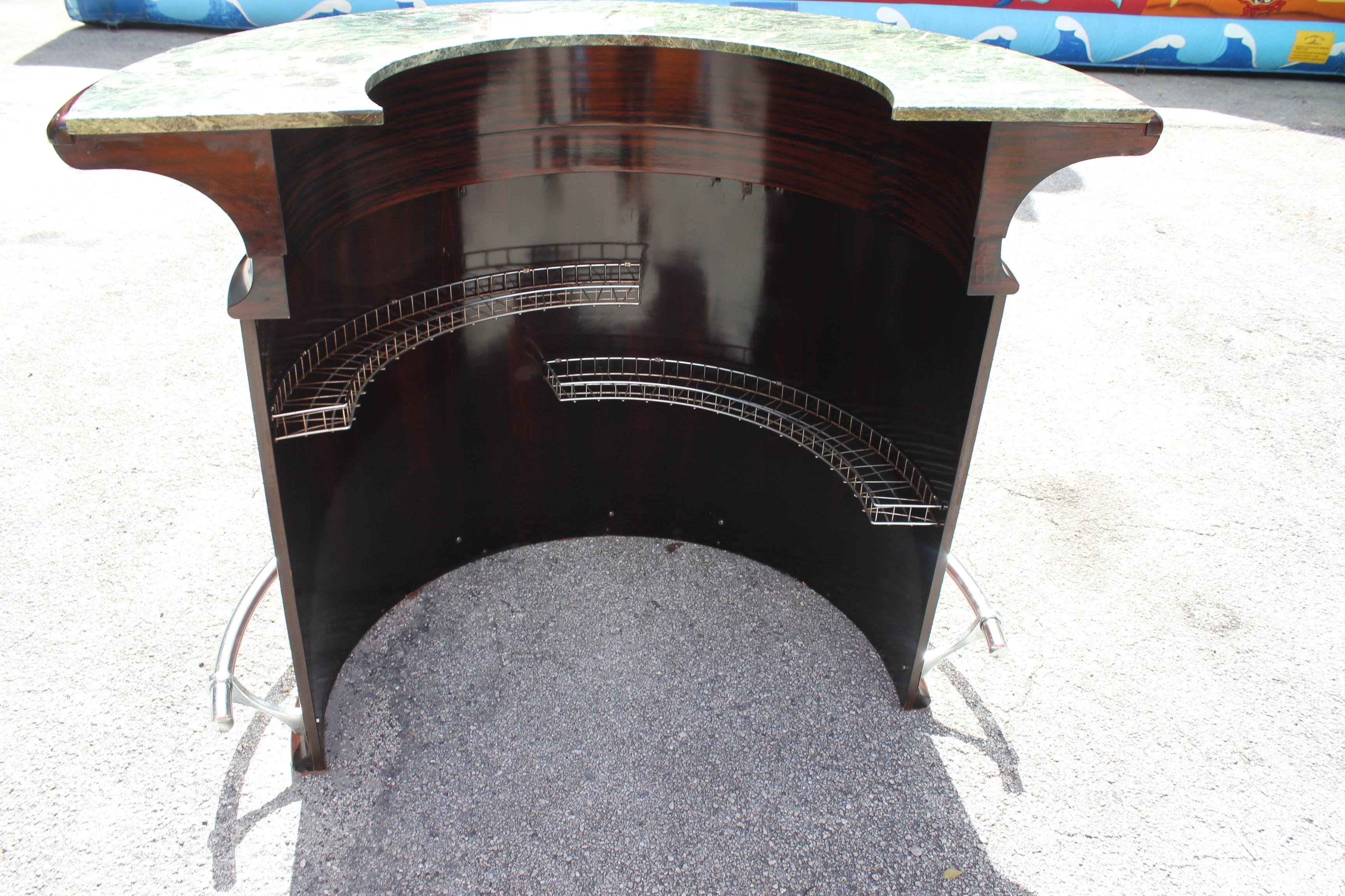 Spectacular French Art Deco Macassar Ebony Semicircle Dry Bar, circa 1940s In Excellent Condition In Hialeah, FL