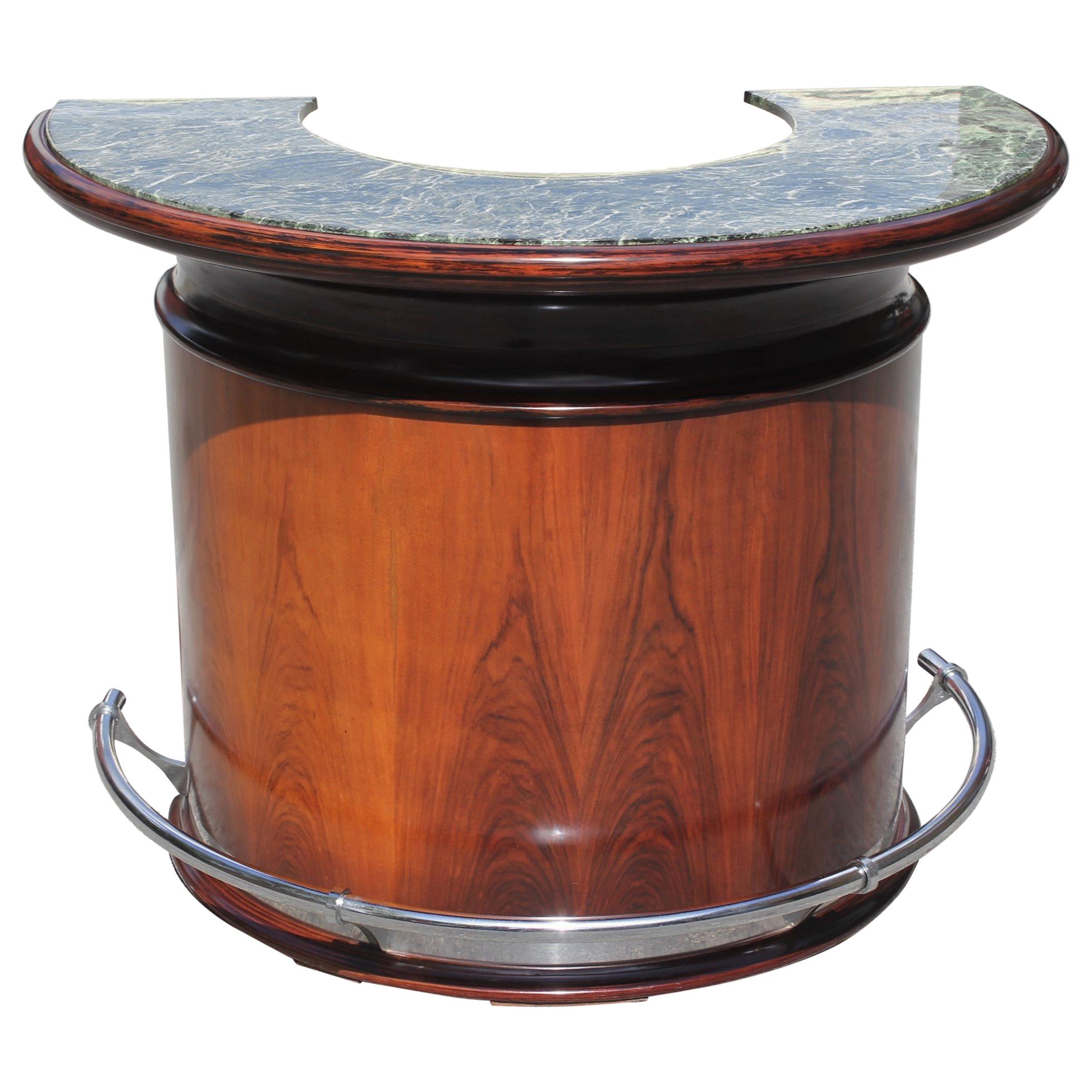 Spectacular French Art Deco Macassar Ebony Semicircle Dry Bar, circa 1940s