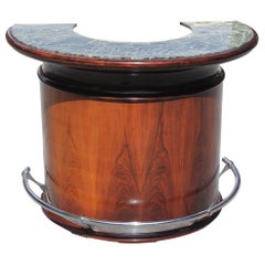 Spectacular French Art Deco Macassar Ebony Semicircle Dry Bar, circa 1940s