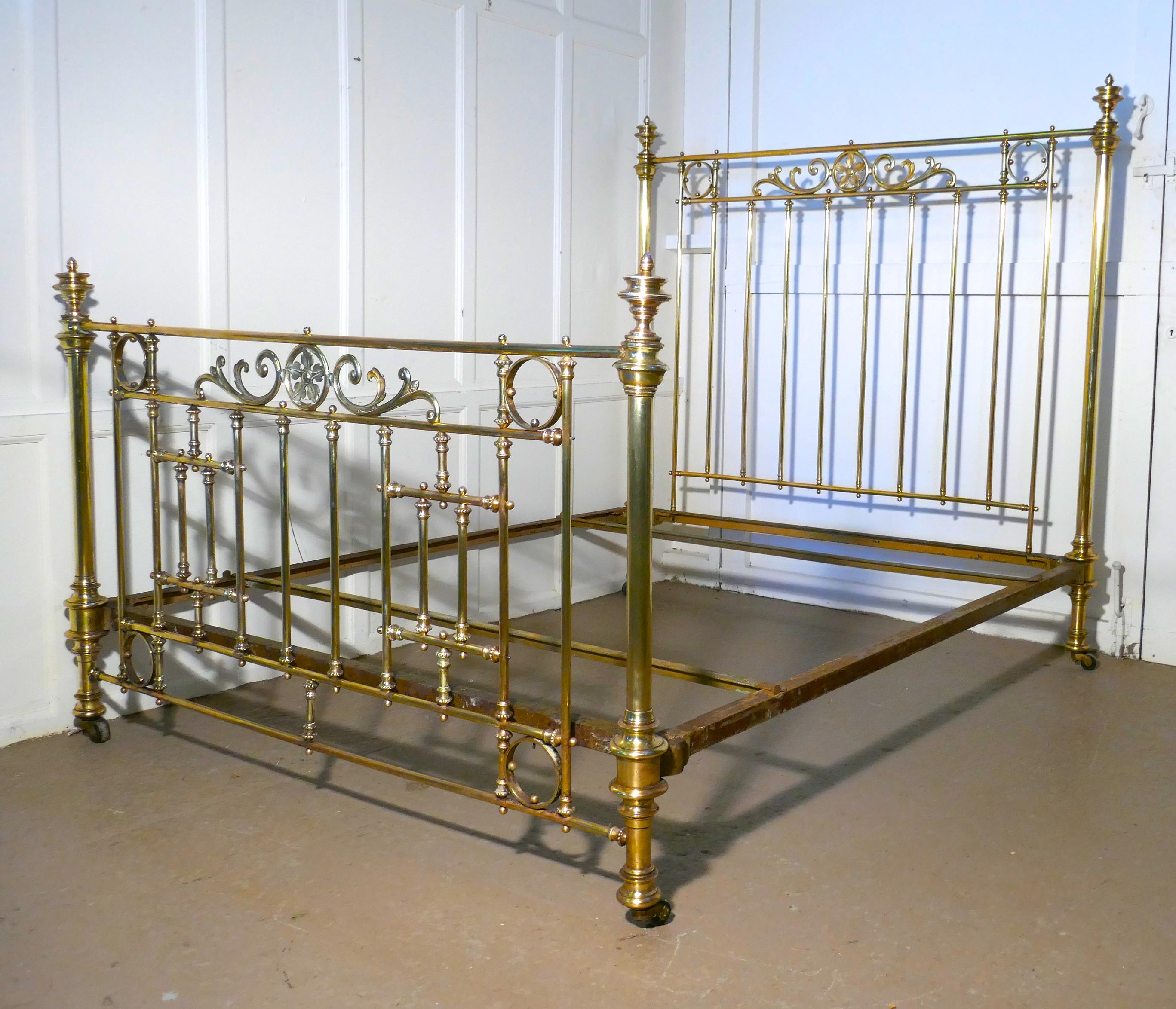 Spectacular French Art Nouveau Brass King-Size Bed 3
