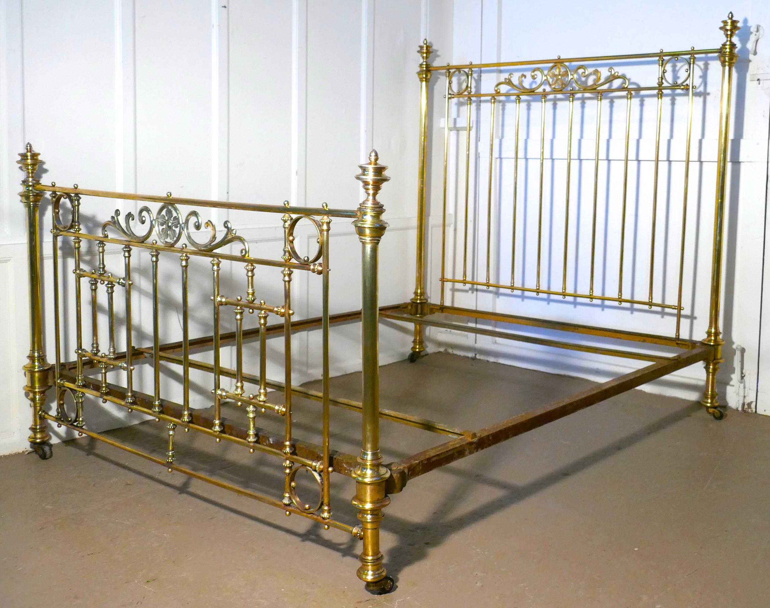 Spectacular French Art Nouveau Brass King-Size Bed 4