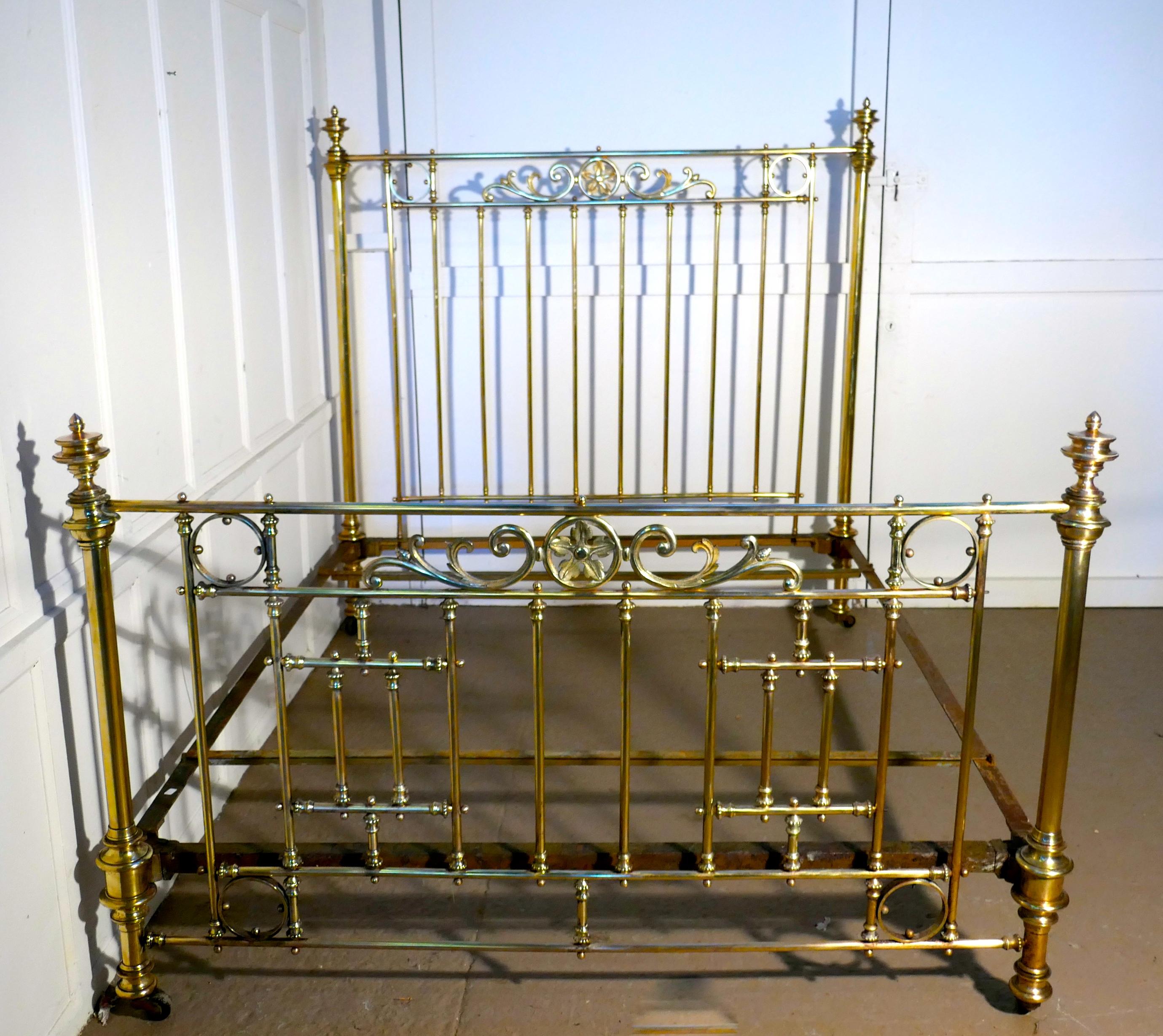 Spectacular French Art Nouveau Brass King-Size Bed 5
