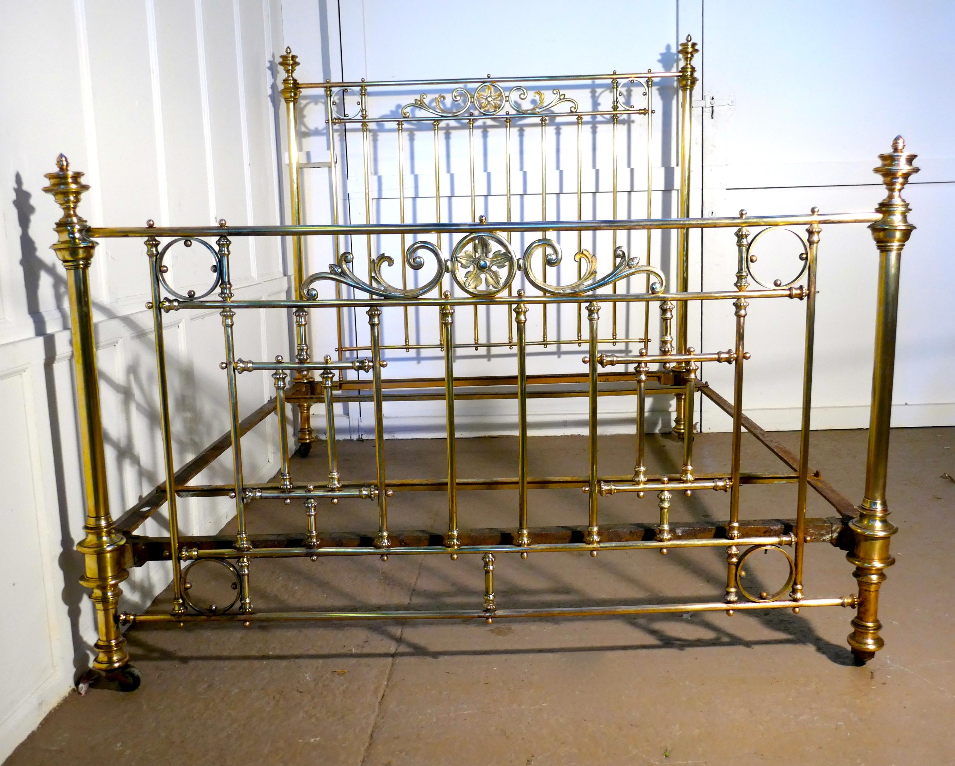Spectacular French Art Nouveau Brass King-Size Bed 6