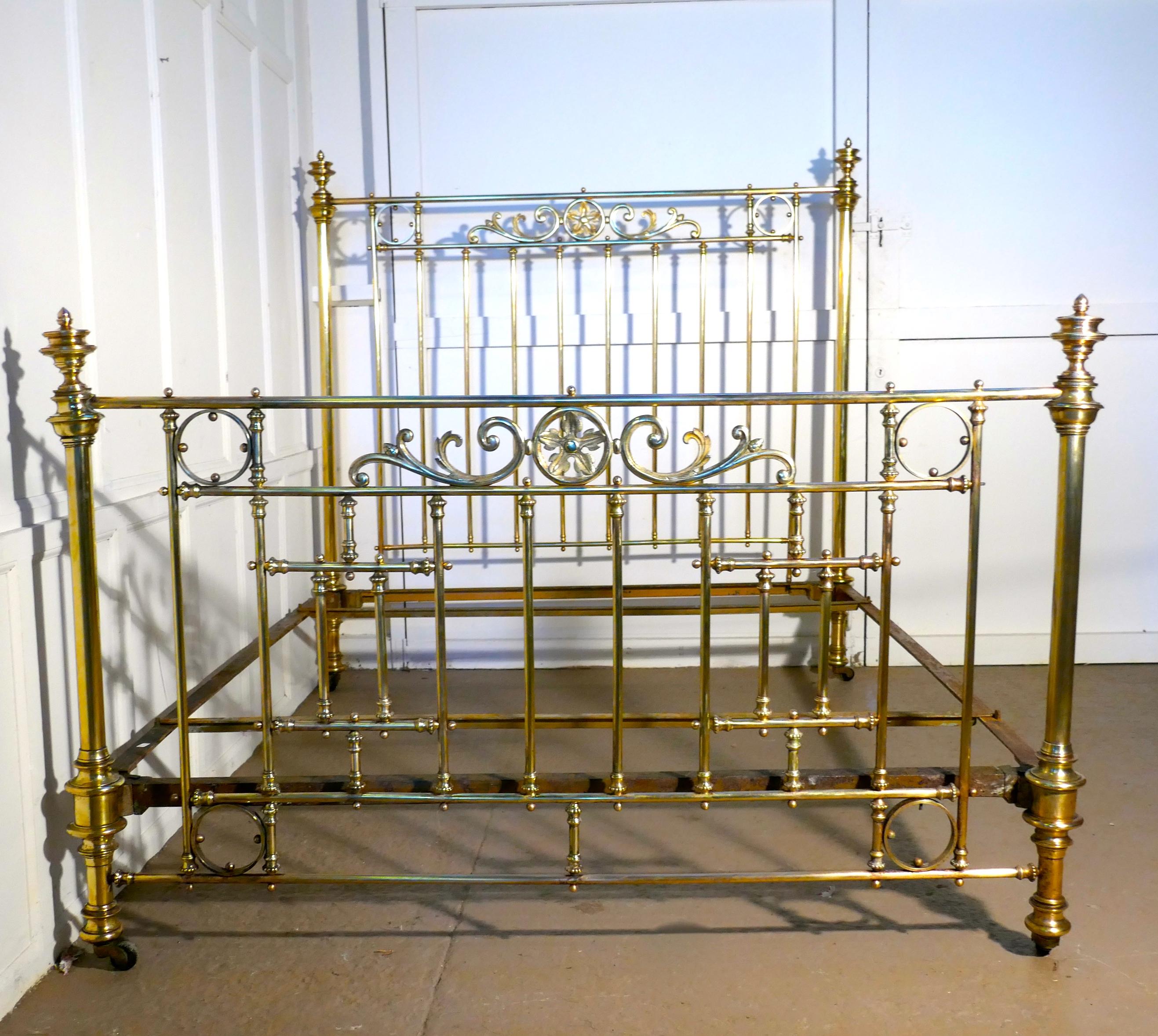 Spectacular French Art Nouveau Brass King-Size Bed 7