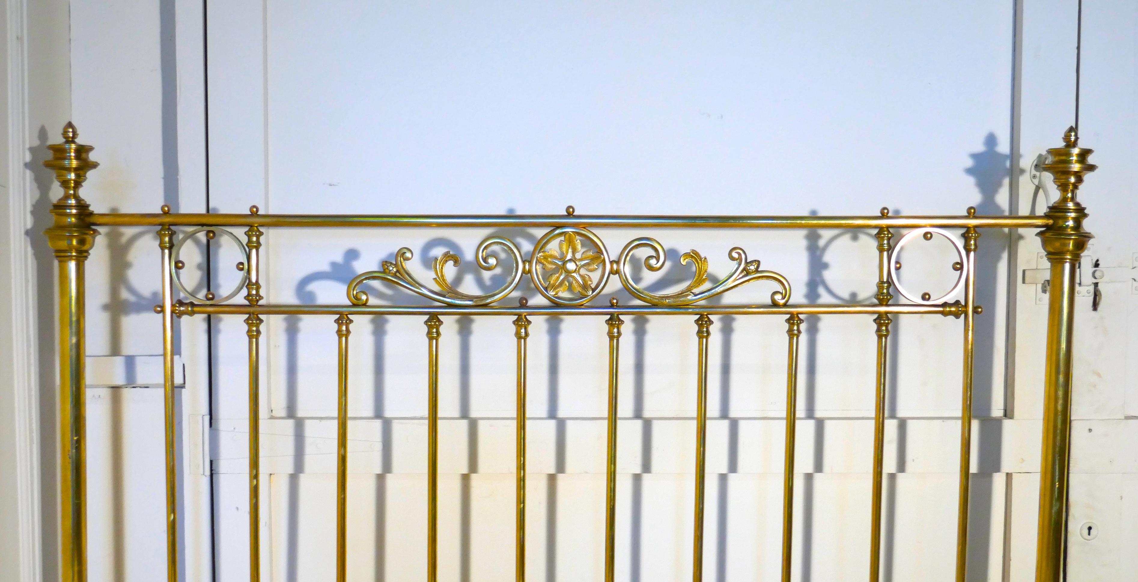 19th Century Spectacular French Art Nouveau Brass King-Size Bed