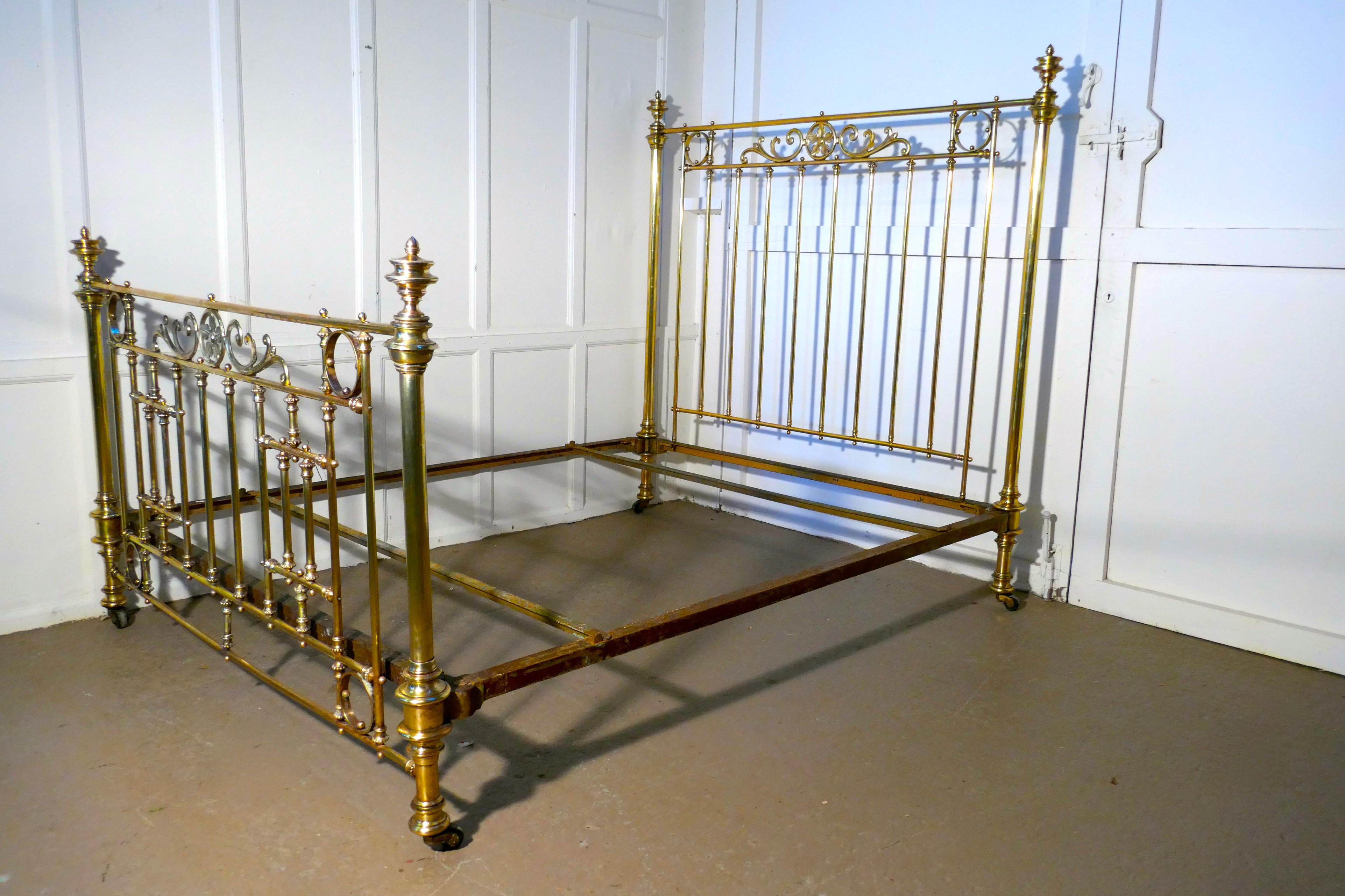 Spectacular French Art Nouveau Brass King-Size Bed 2