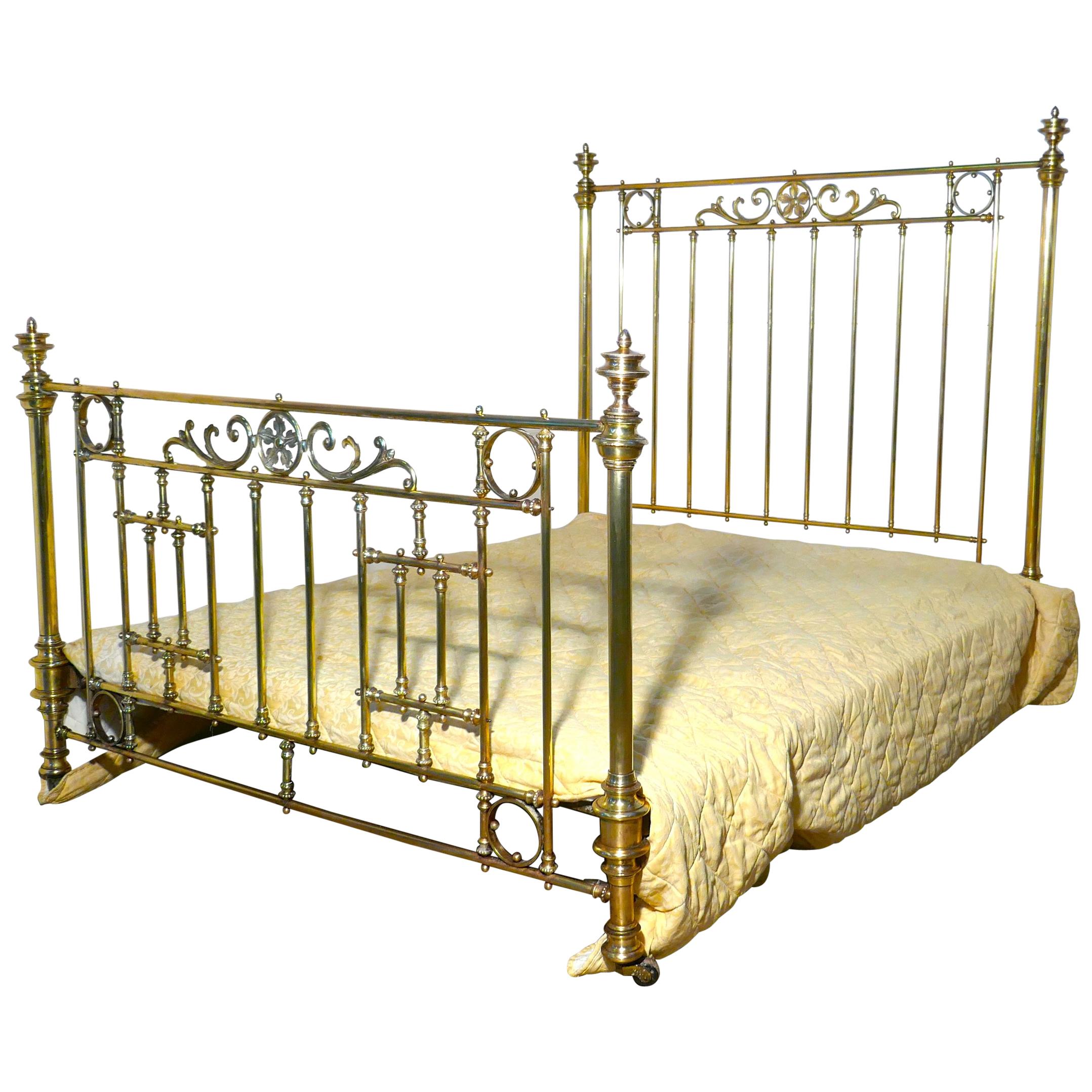 Spectacular French Art Nouveau Brass King-Size Bed