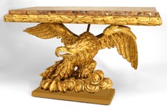 Continental Marble and Gilt Eagle Console Table