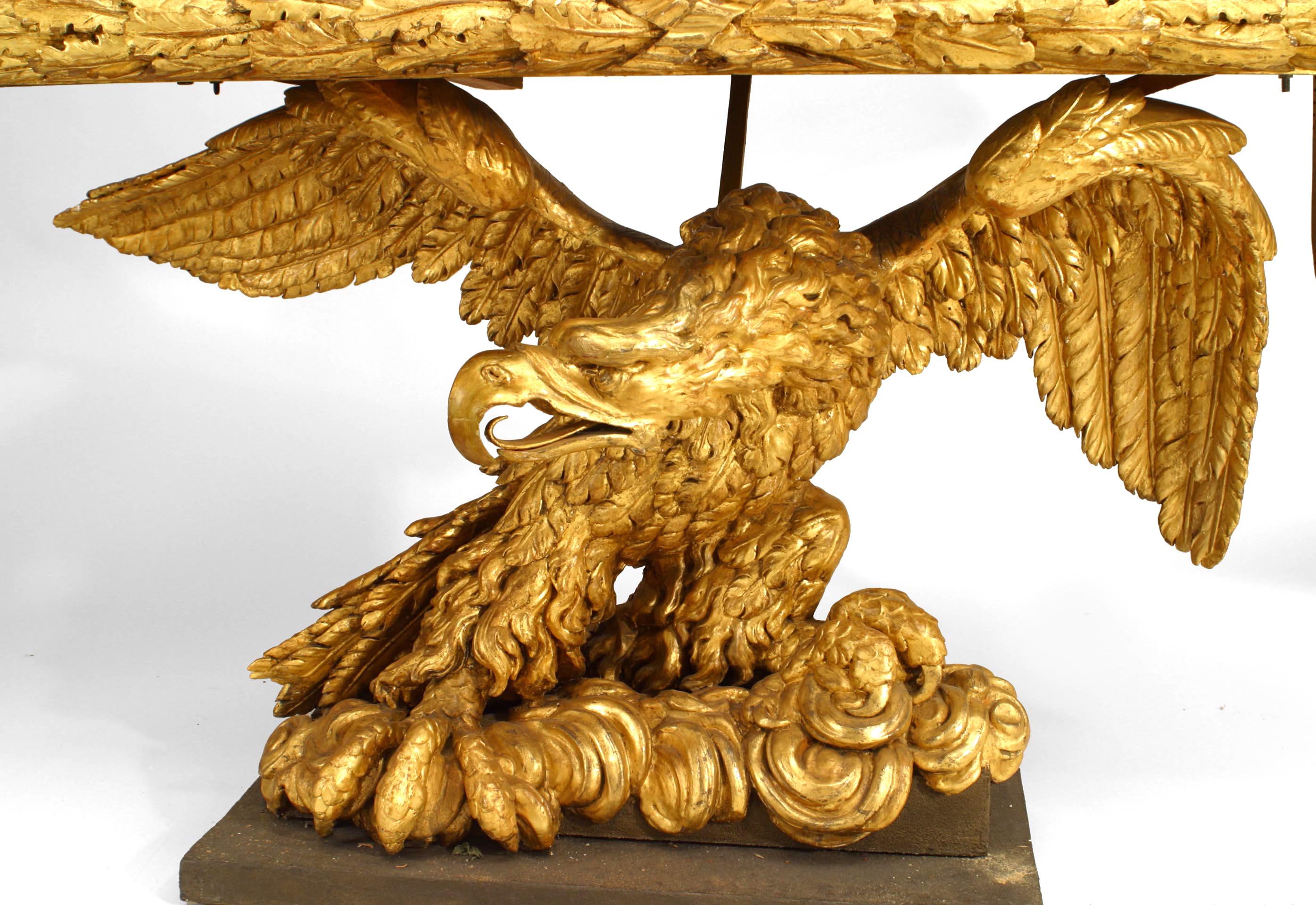 Empire Continental Marble and Gilt Eagle Console Table For Sale