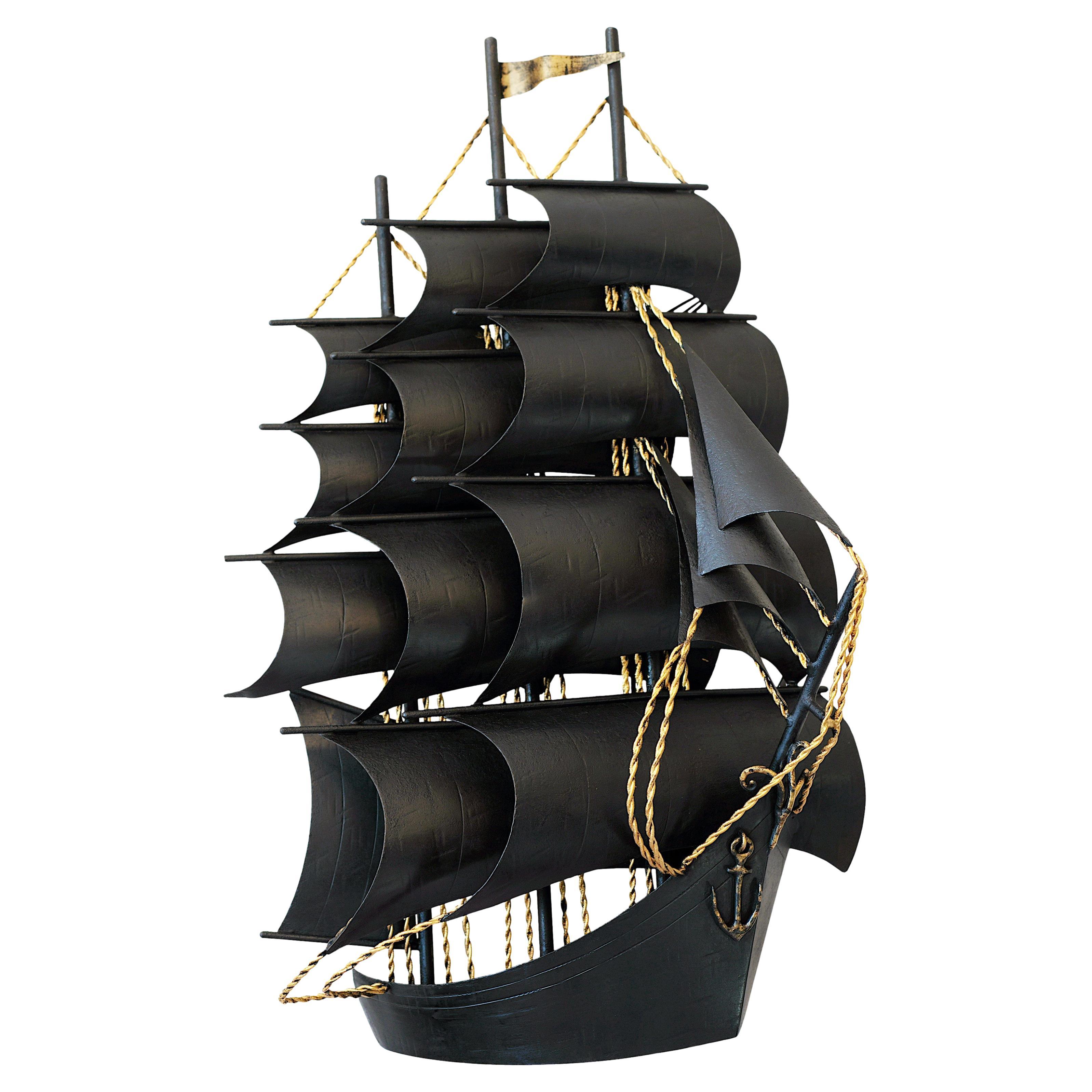 Spectacular French Mid-Century Clipper Ship Wall Light, circa 1950