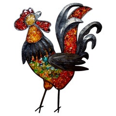 Spectaculaire sculpture murale française du milieu du siècle dernier « Rooster », vers 1970