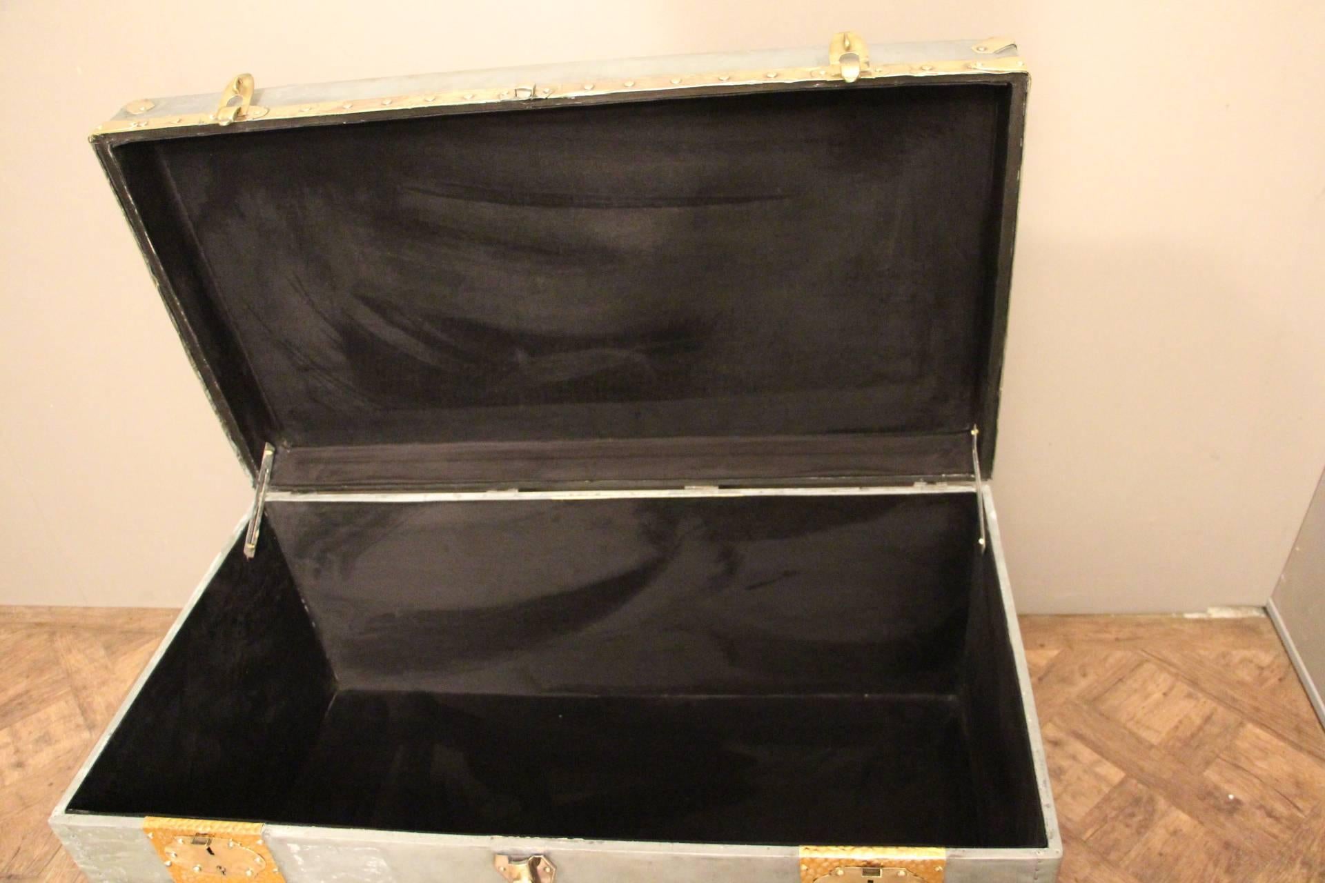 Spectacular French Zinc Steamer Trunk 7