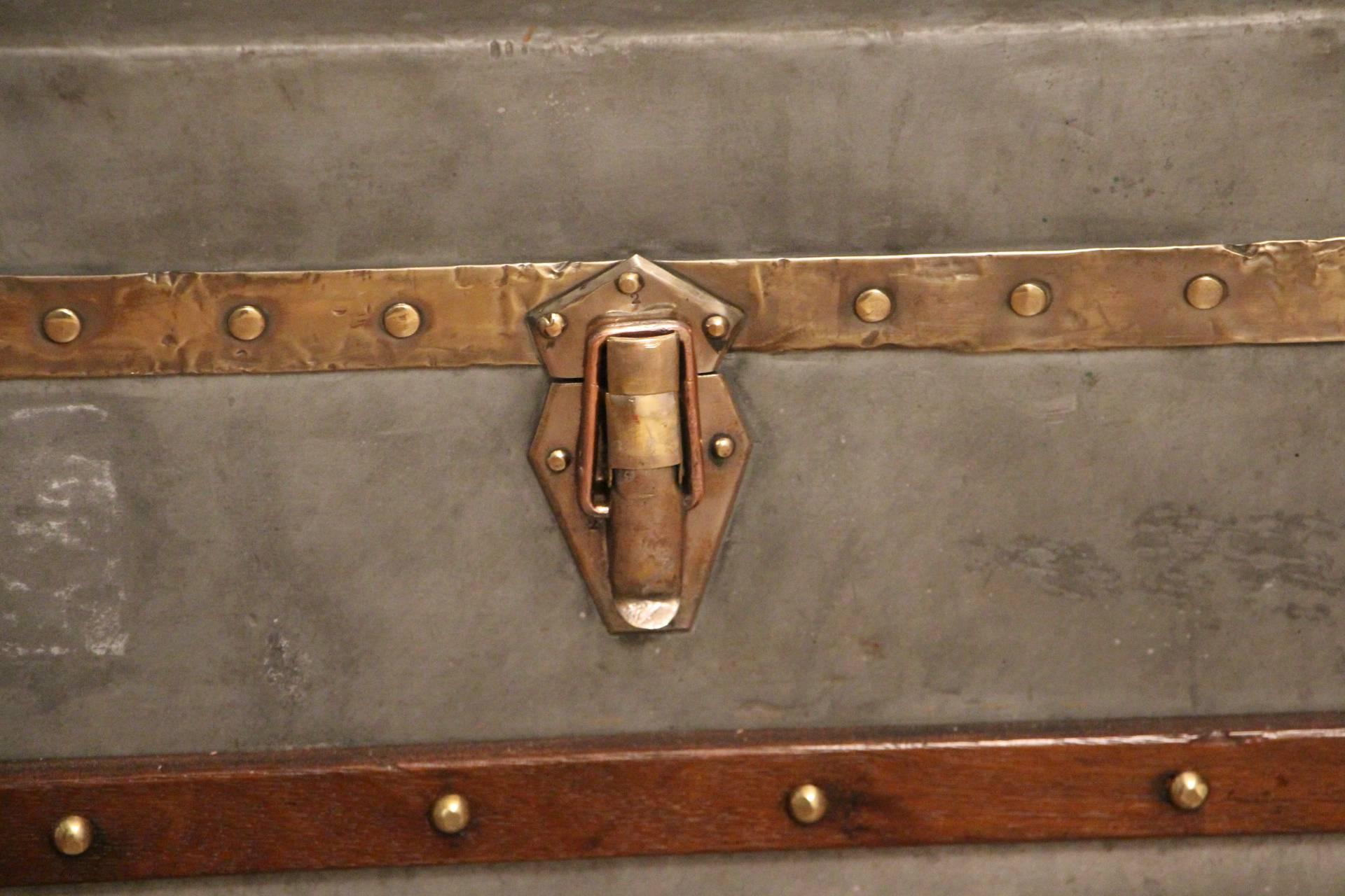 Late 19th Century Spectacular French Zinc Steamer Trunk