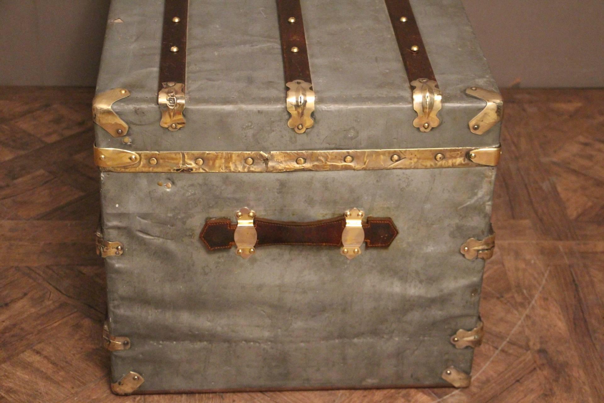Spectacular French Zinc Steamer Trunk 3