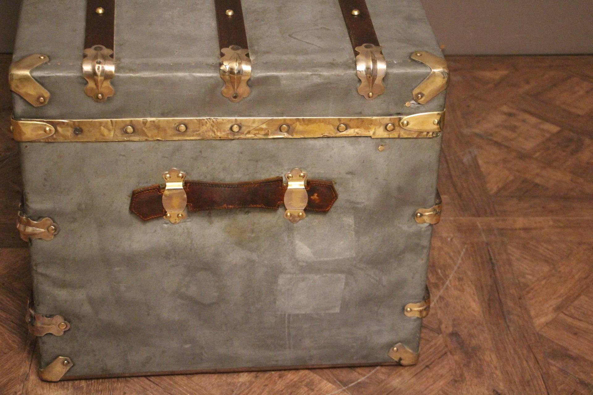 Spectacular French Zinc Steamer Trunk 5