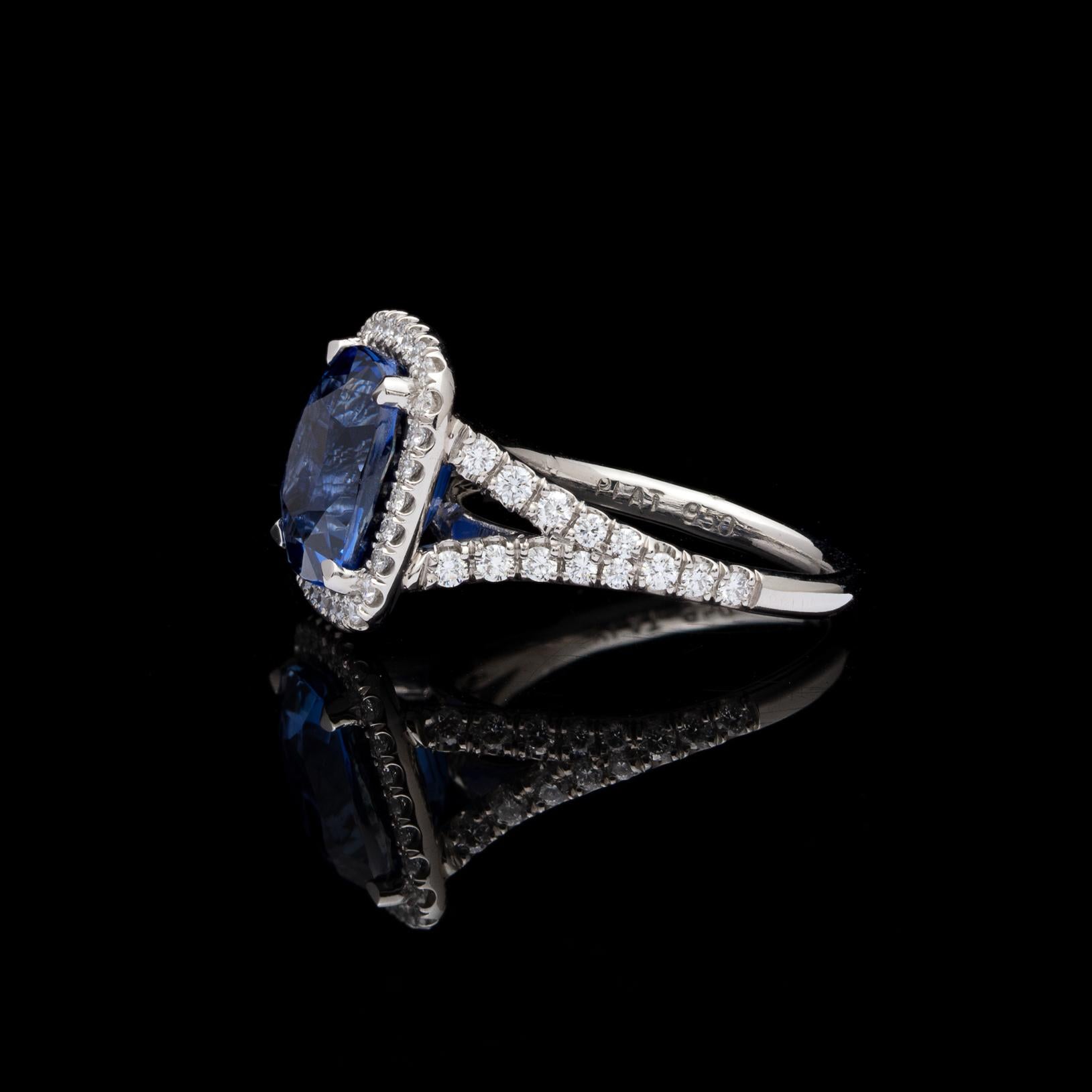 Cushion Cut Spectacular GIA 7.06 Carat Unheated Natural Sapphire Diamond Ring
