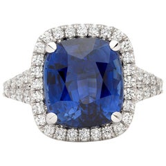 Spectacular GIA 7.06 Carat Unheated Natural Sapphire Diamond Ring