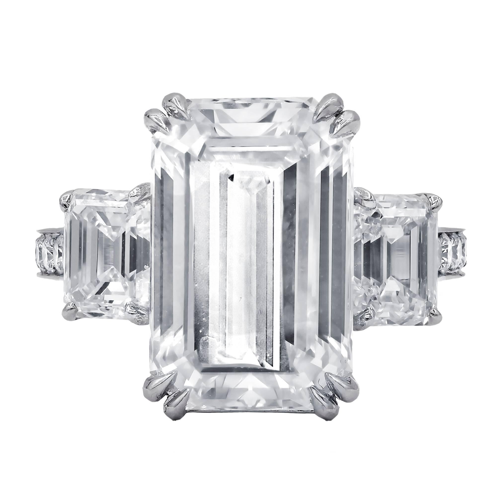 Spectacular GIA 9.38 I-VVS2 Emerald Cut Diamond Ring For Sale