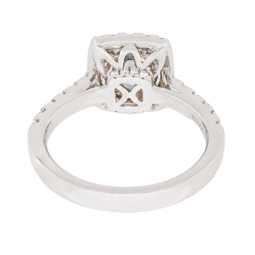 Women's or Men's Spectacular GIA Certified 1.50 Carat Cushion Cut Diamond Halo Engagement Ring