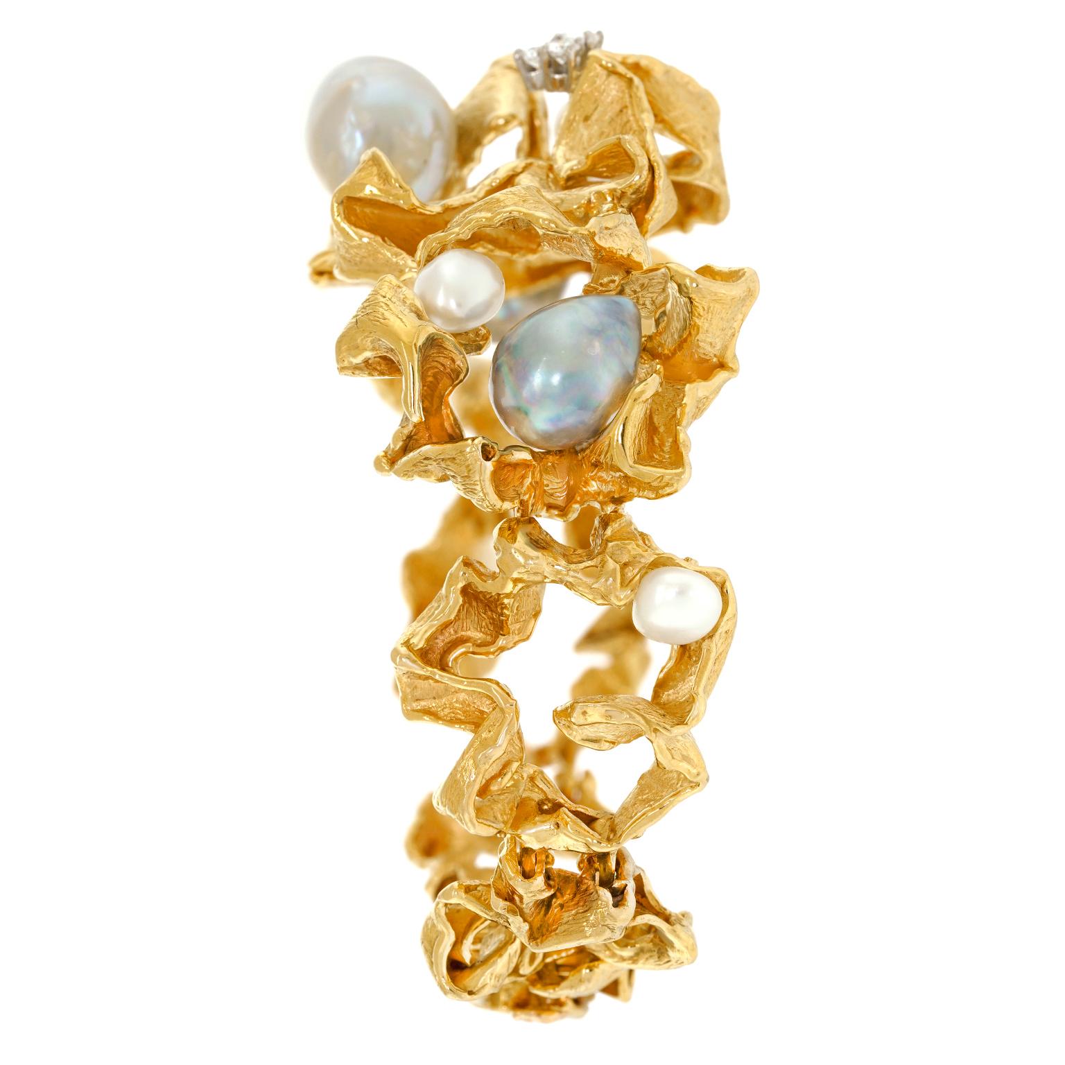 Spectacular Gilbert Albert Pearl and Diamond Bracelet 6