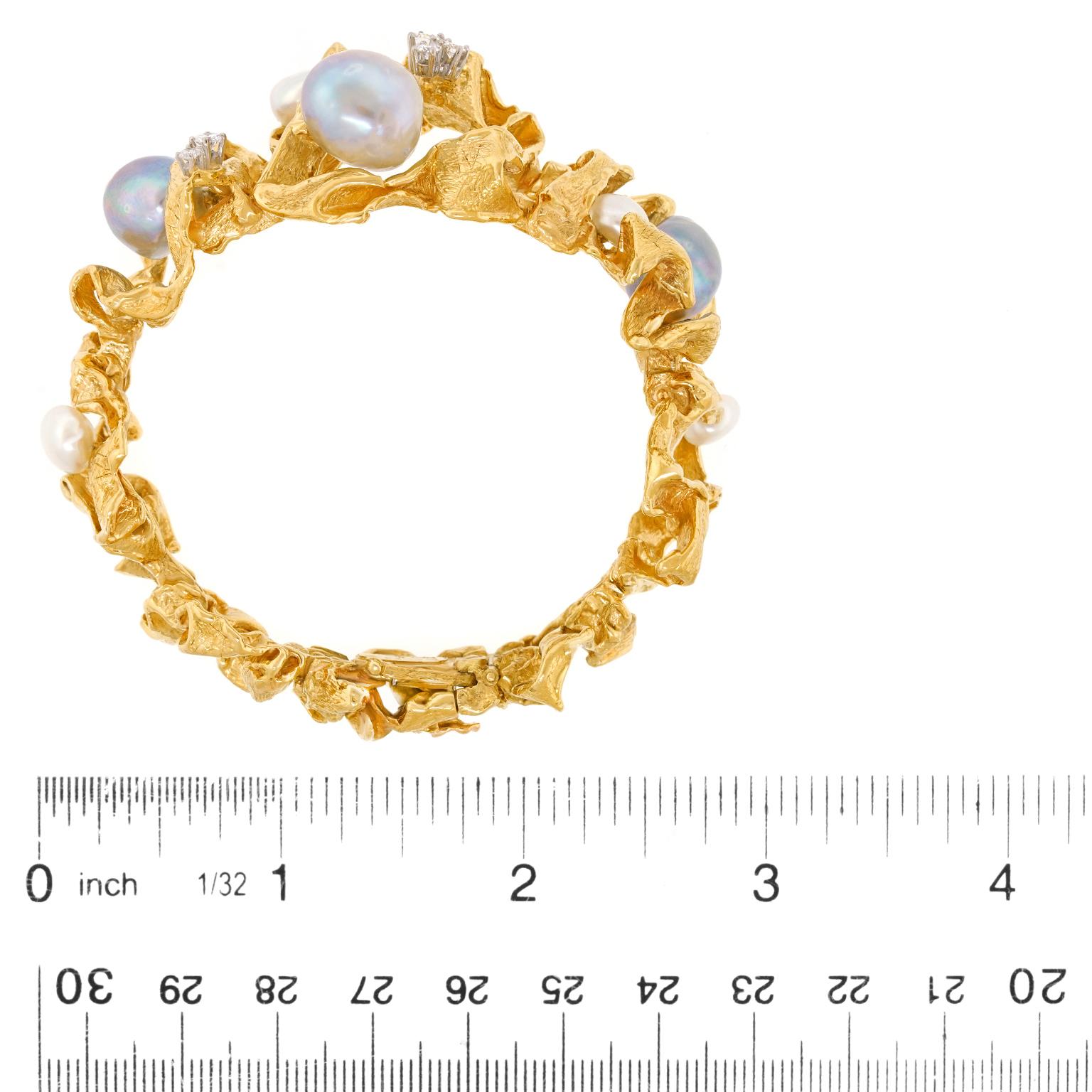 Spectacular Gilbert Albert Pearl and Diamond Bracelet 1