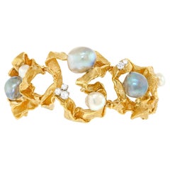 Spectacular Gilbert Albert Pearl and Diamond Bracelet